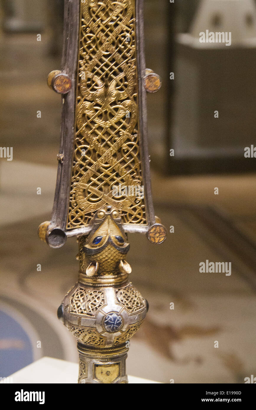Closeup of the Cross of Cong from 1123 National Museum of Ireland-Archaeology Dublin,Ireland Stock Photo