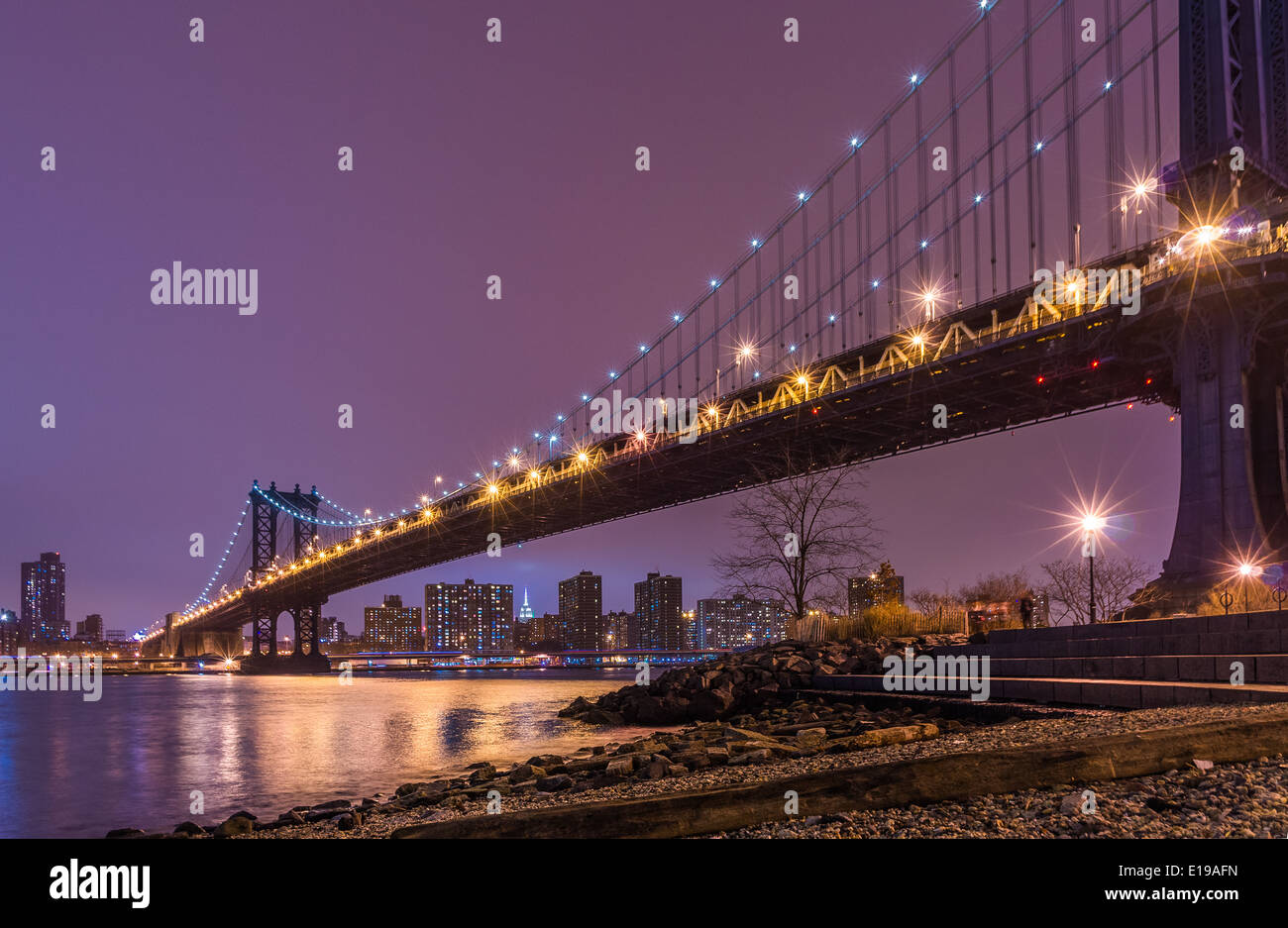View of the Manhattan bridge from the EmpireFulton Ferry park in