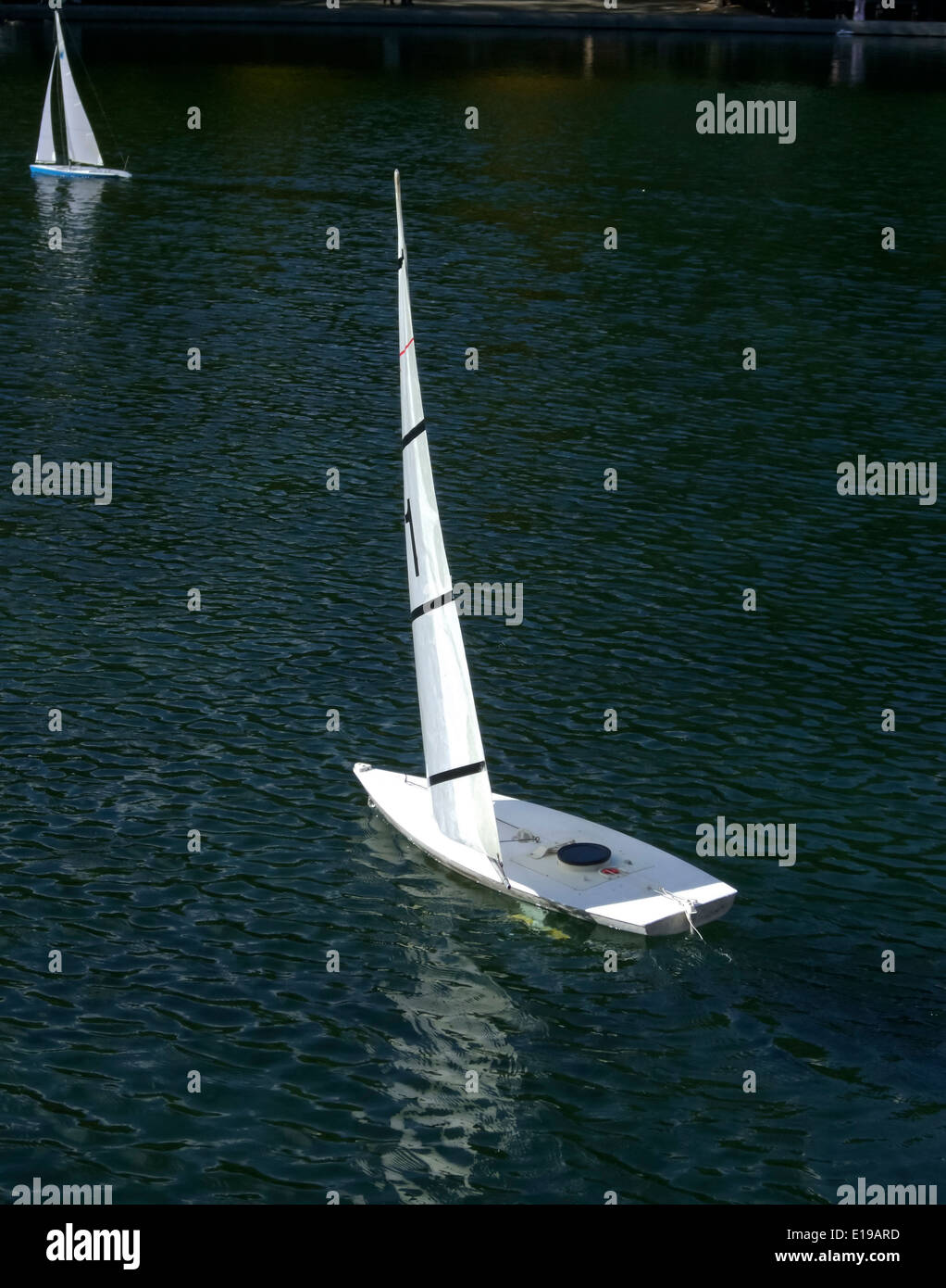 Sailboat moving in a lake Stock Photo