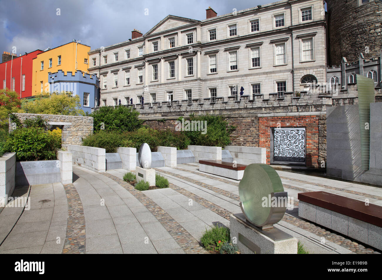 Ireland, Dublin, Castle, Garda Memorial Garden, Stock Photo