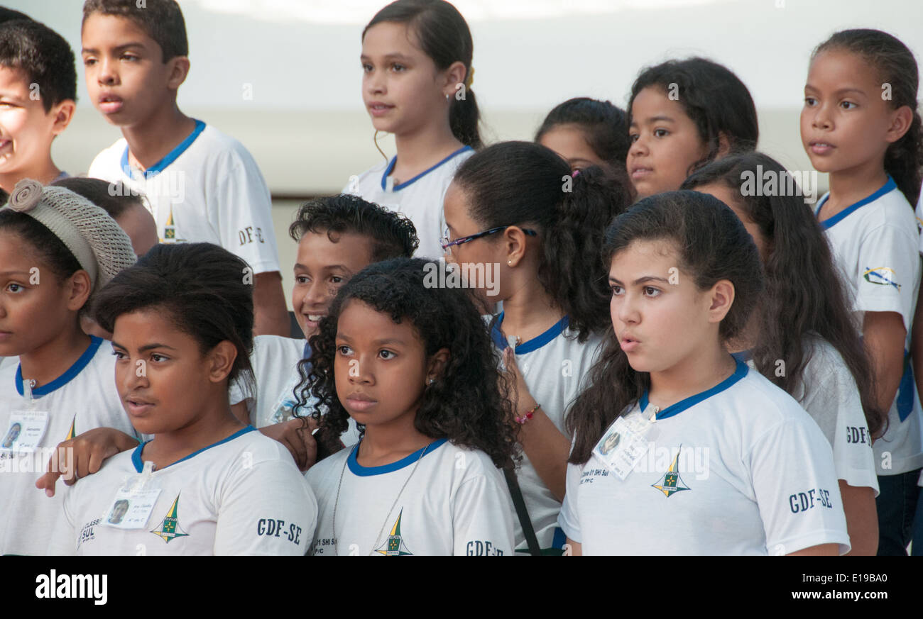 Brazilian Schoolchildren Brasilia Stock Photo
