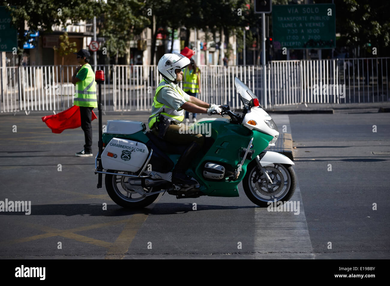 motorcycle carabineros de chile national police officer on bmw motorbike Santiago Chile Stock Photo