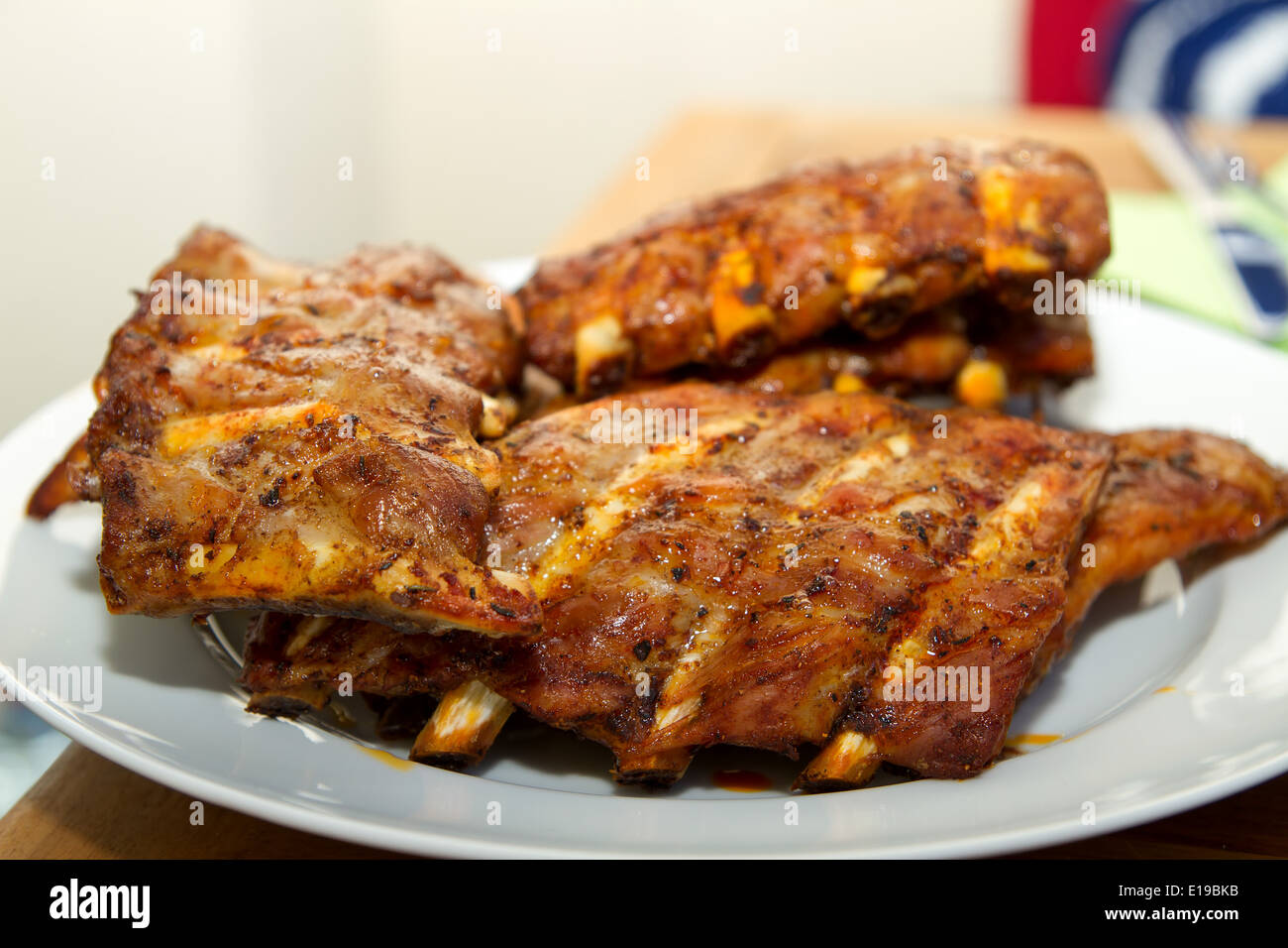 Spareribs with Barbecue Sauce Stock Photo Alamy