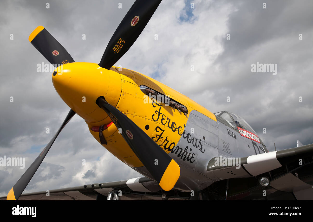 P-51 mustang Ferocious Frankie Based at Duxford airfield, Cambridgeshire,England Stock Photo