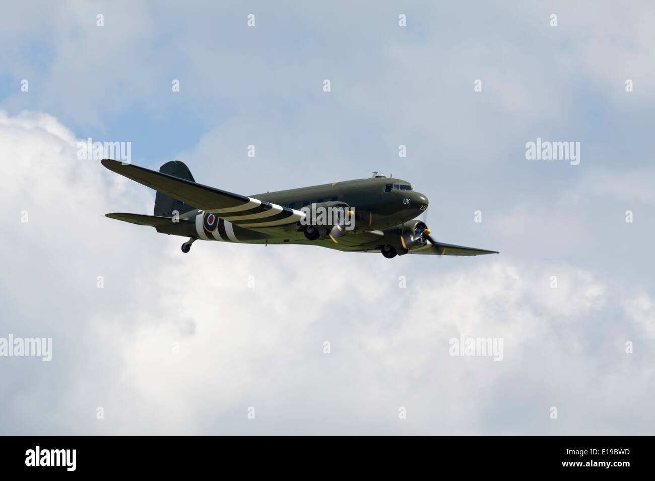 RAF Dakota flying Stock Photo