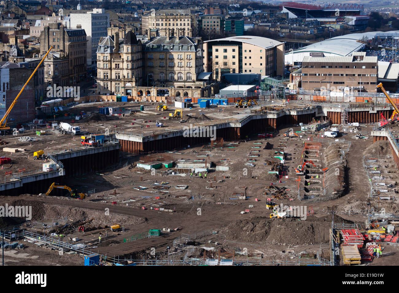 Construction of the Westfield shopping mall, Bradford, 2014. Stock Photo