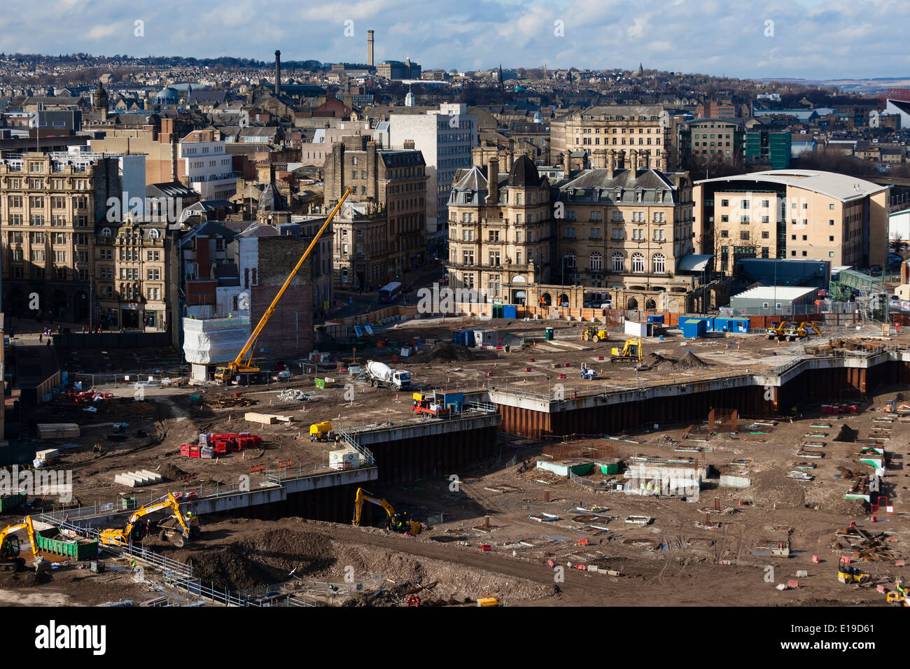 Construction of the Westfield shopping mall, Bradford, 2014. Stock Photo