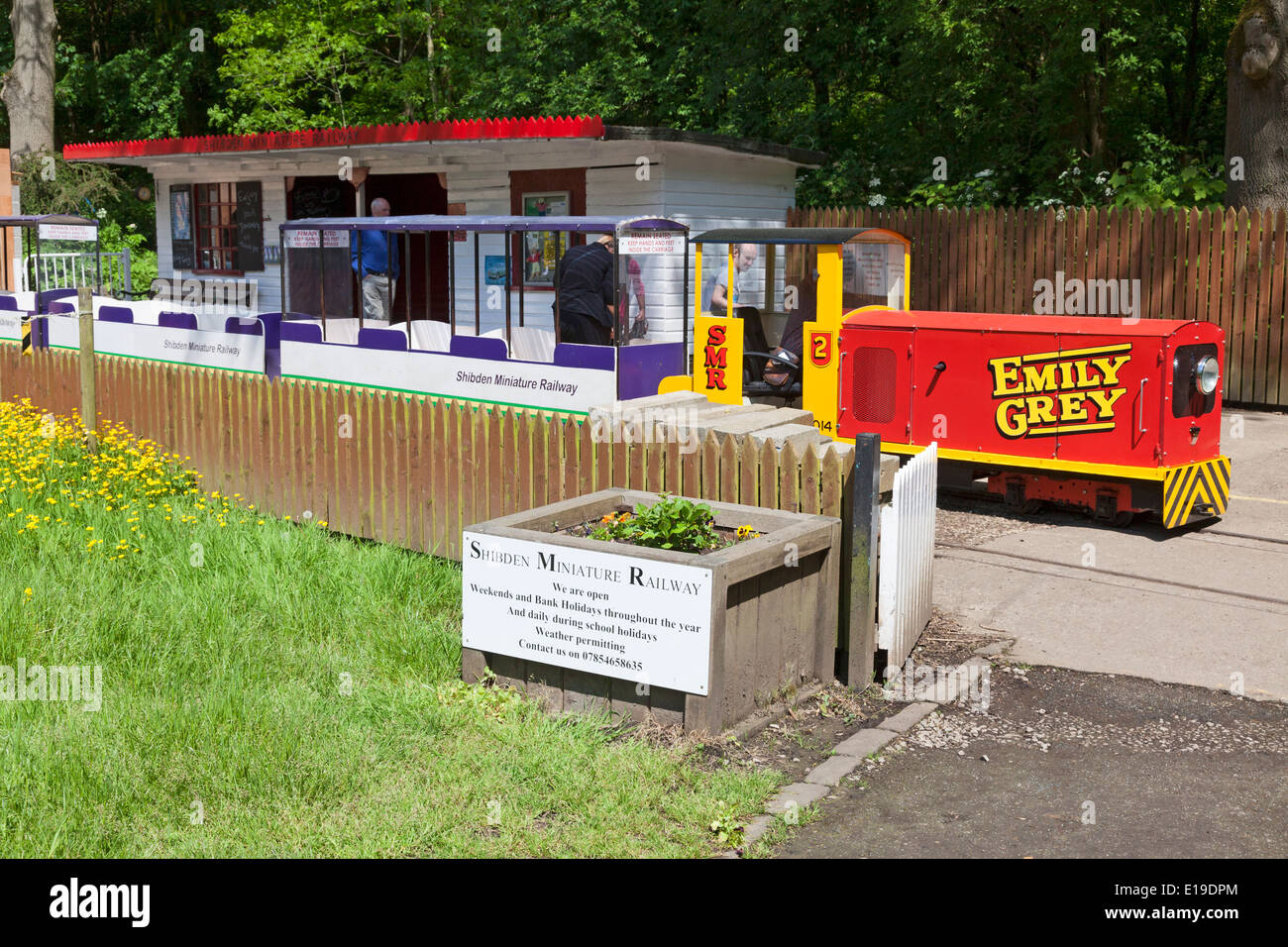 Terminus station on the miniature railway at Shibden Park, Halifax, West Yorkshire Stock Photo