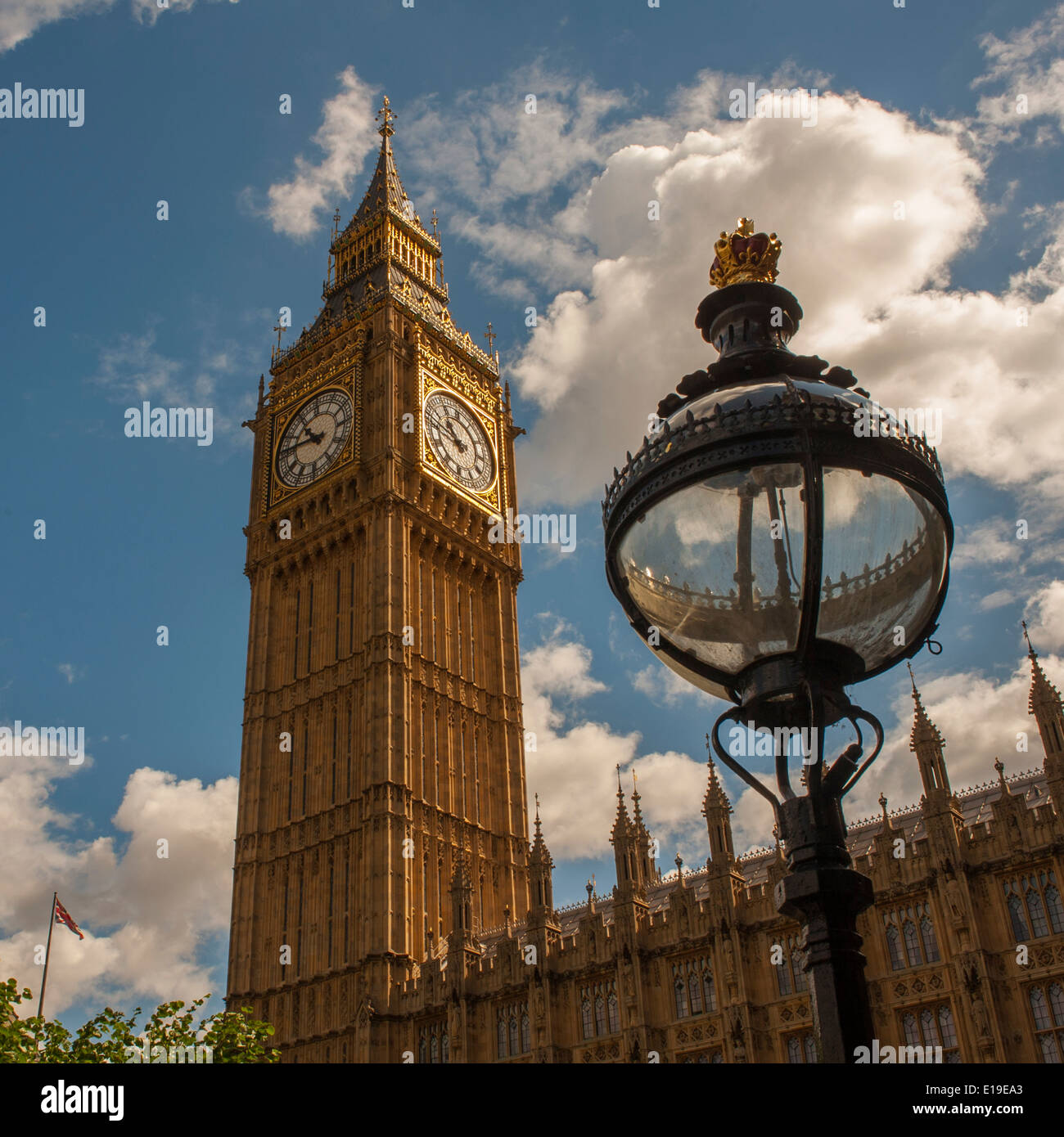 Elizabeth tower and Big Ben from New palace yard. Houses of parliament London. Stock Photo