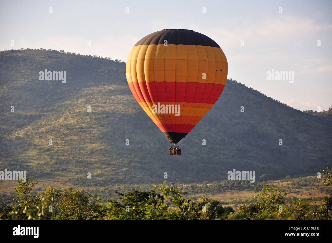 Wildlife balloon safari, Pilanesberg National Park, Pilanesberg, North West Province, Republic of South Africa Stock Photo