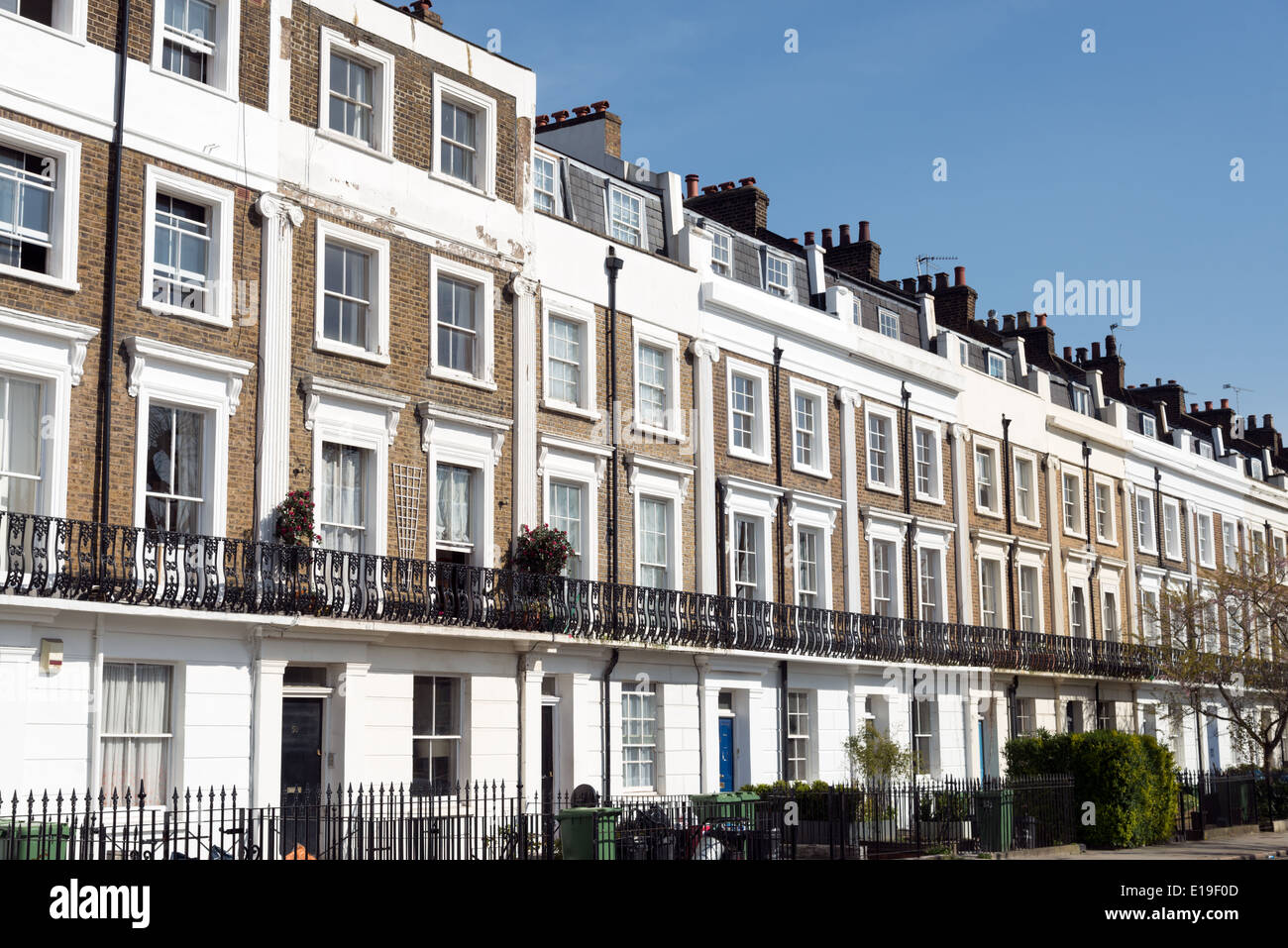 Row of terraced houses, Camden, North London, England, UK