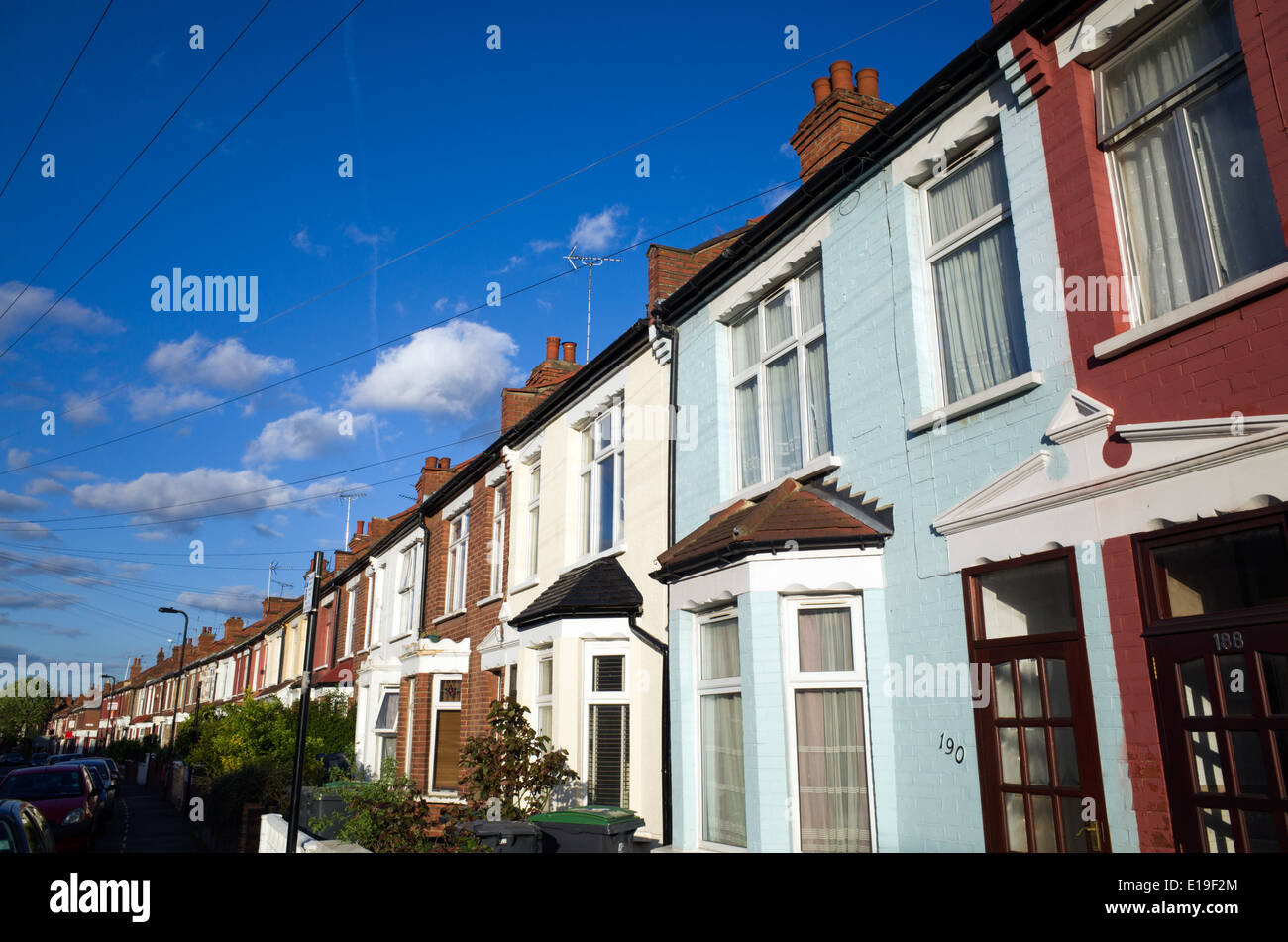 Row of terraced houses in Haringey, North London, England, UK Stock Photo