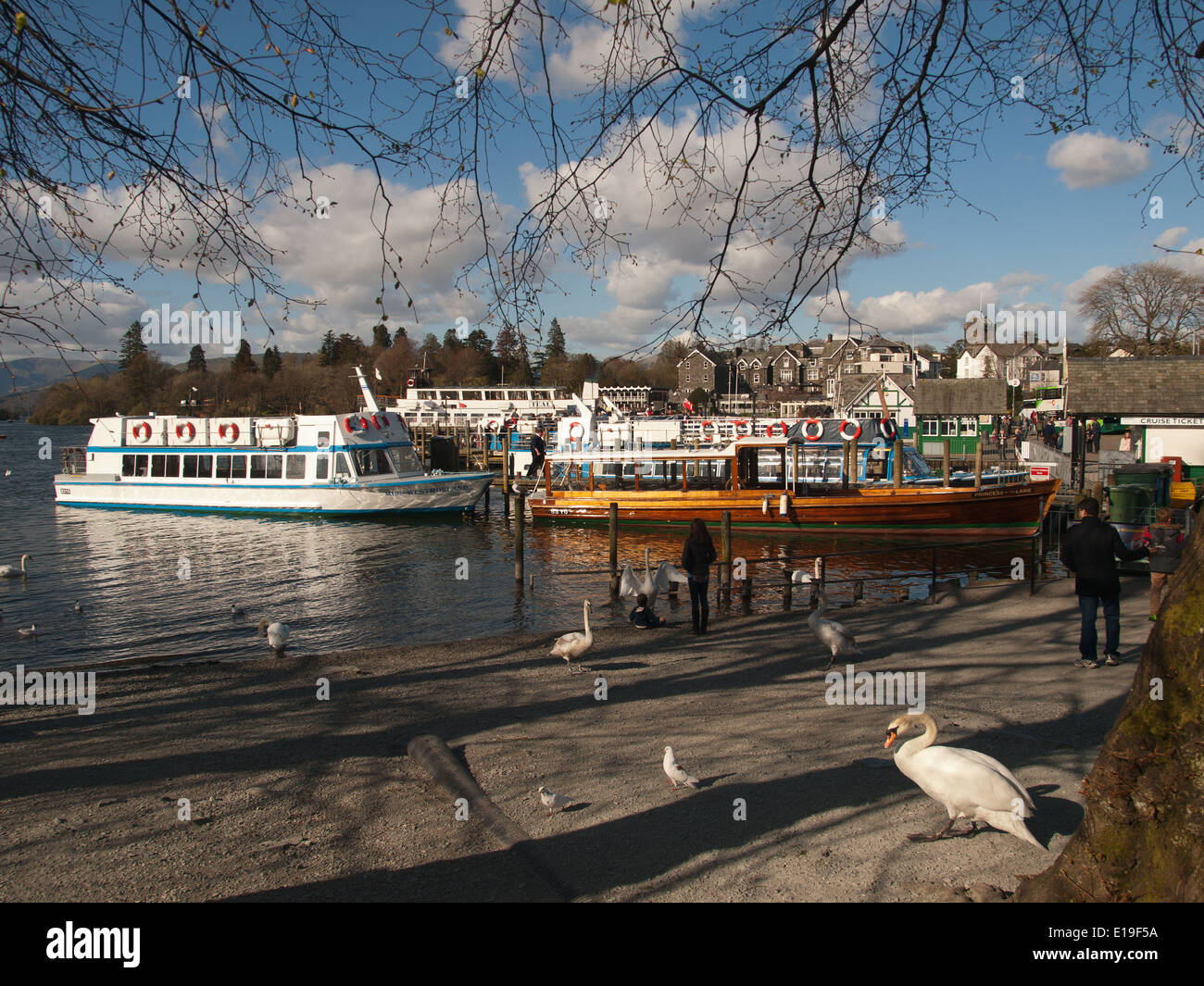Pleasure boats BownessonWindermere Lake District Cumbria England UK