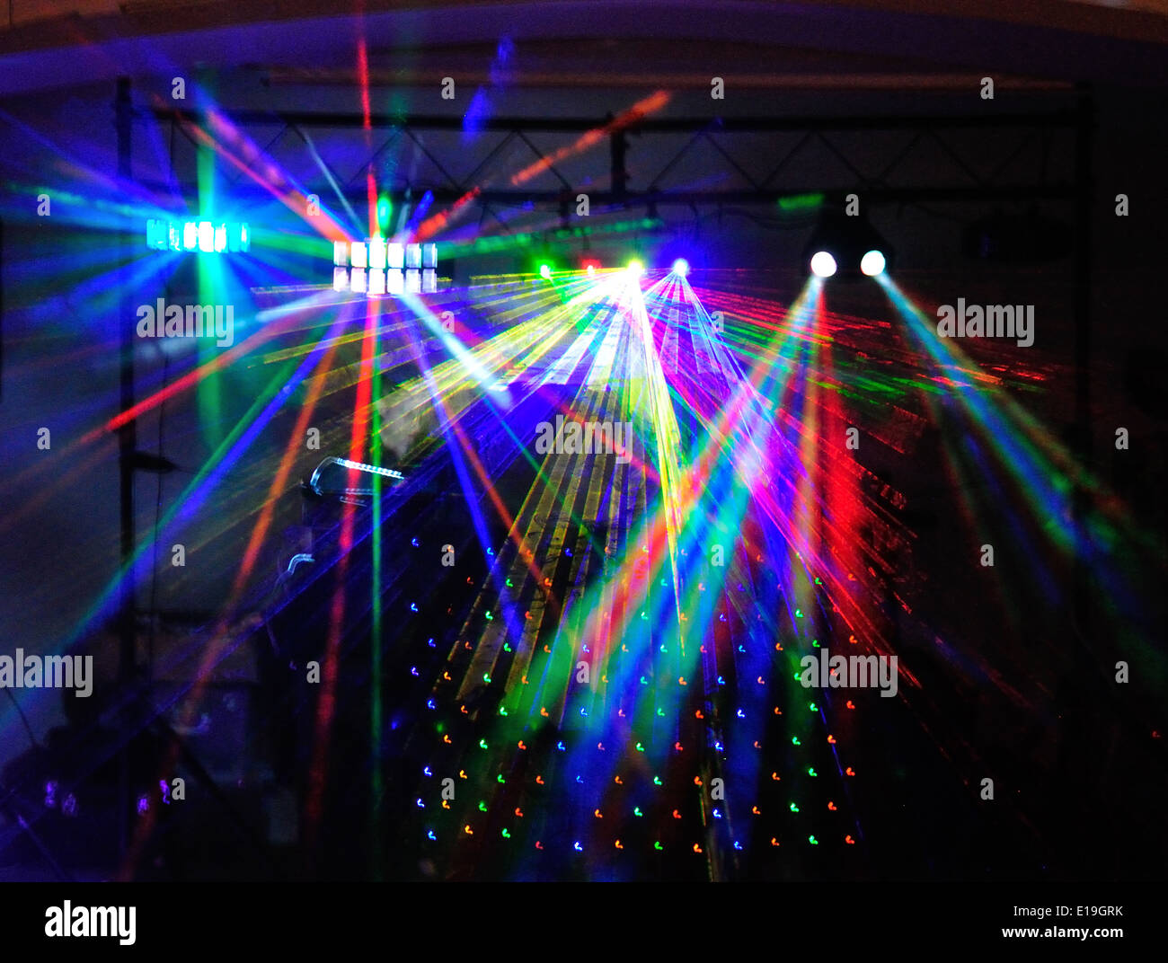 Coloured disco lazer lights, Windsor, Berkshire, England, United Kingdom Stock Photo