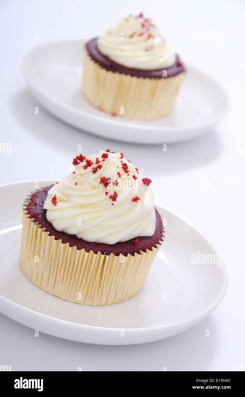 red velvet cupcake with white background Stock Photo Alamy