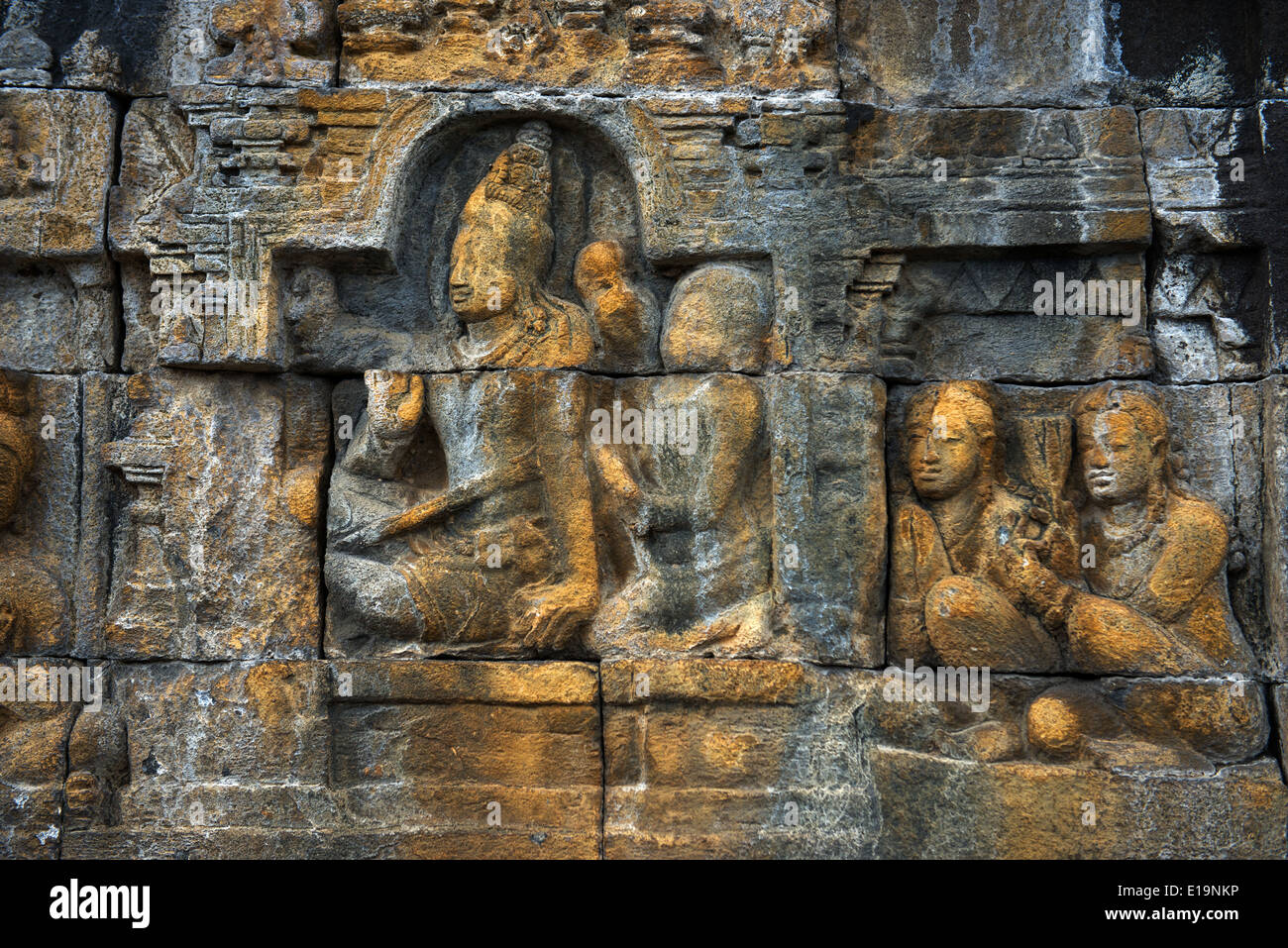 Borobudur, 9th-century Mahayana Buddhist Temple. Waisak Day (Buddha's birthday) draws pilgrim monks from all over Asia. Stock Photo