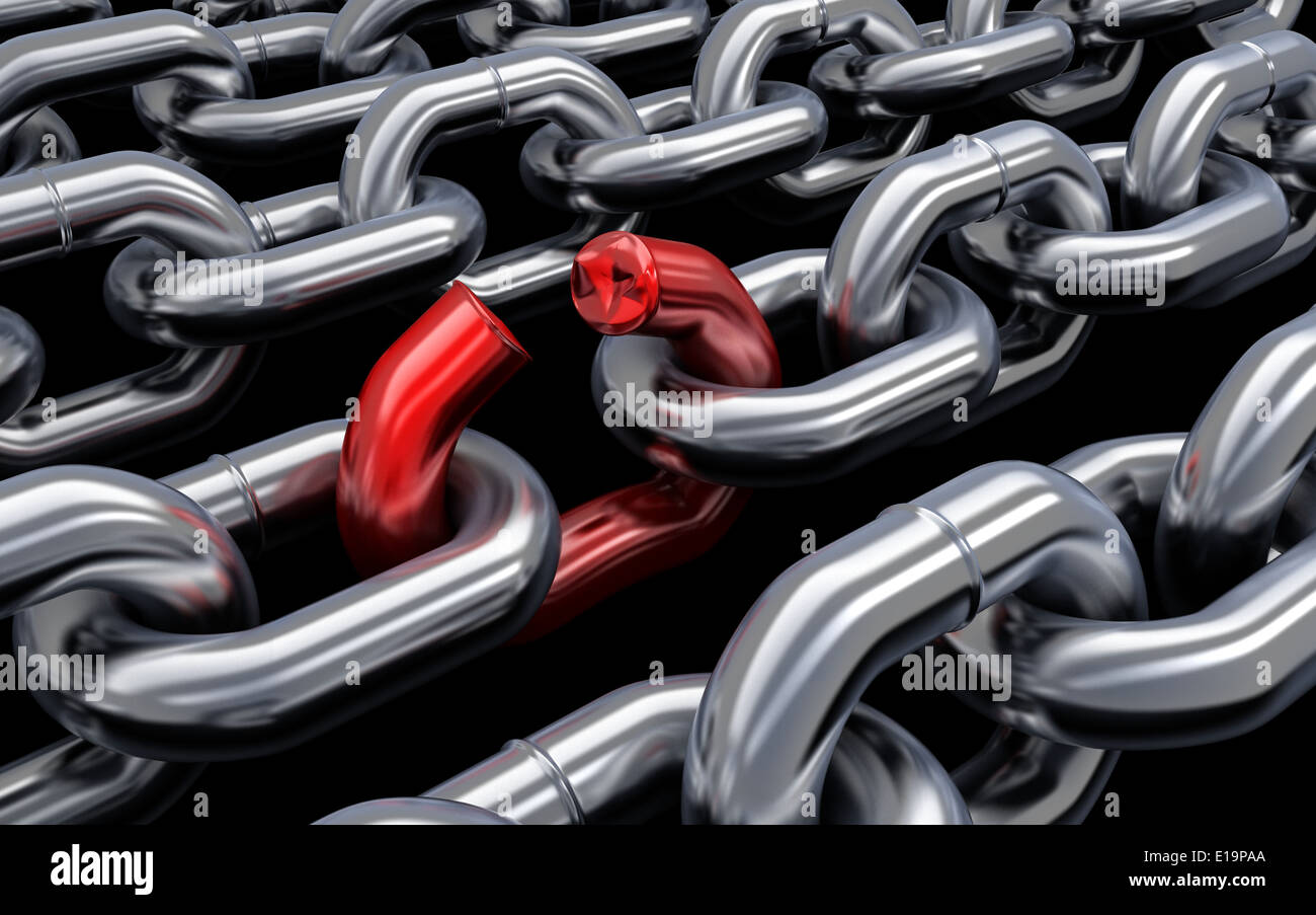 Chain and bad link (done in 3d) Stock Photo