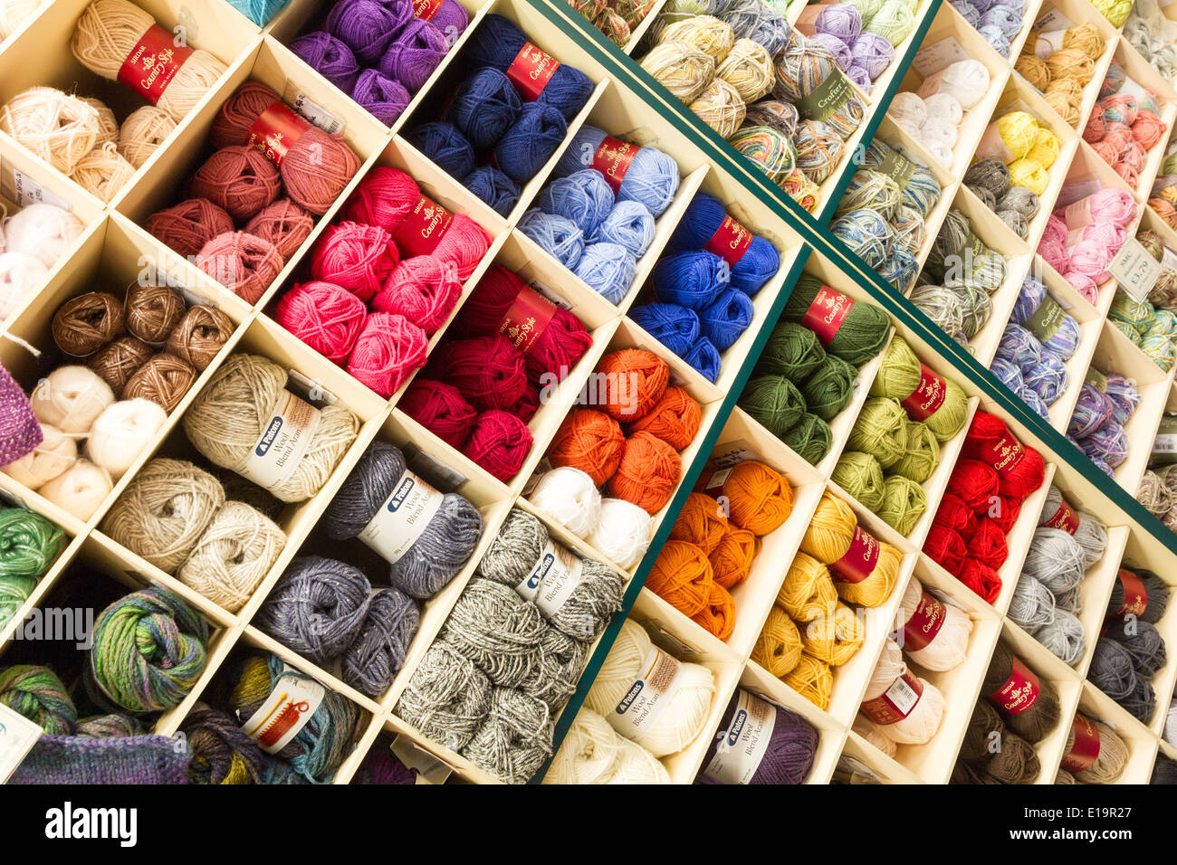 coloured balls of wool yarn colours Stock Photo