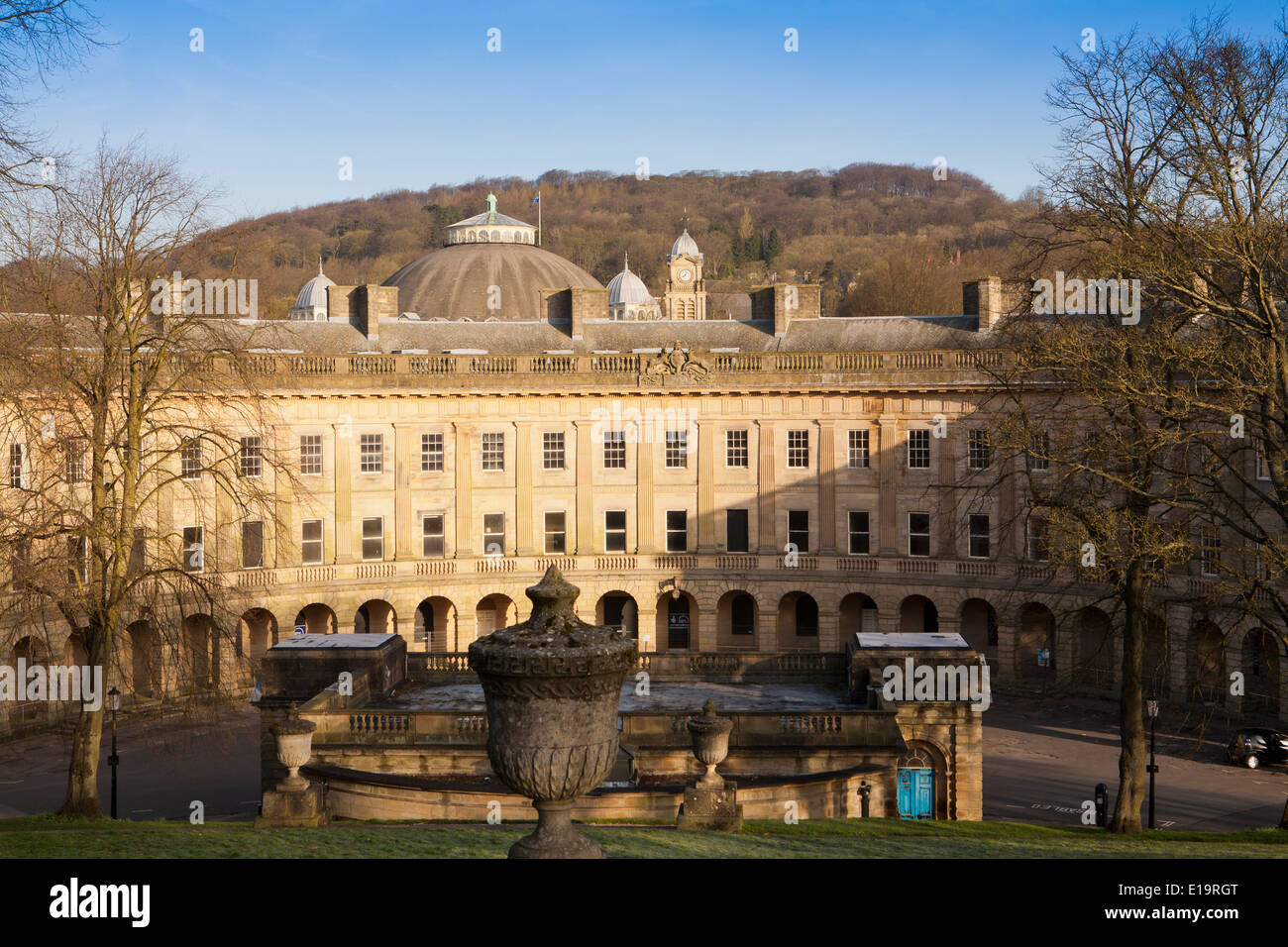 Buxton Crescent viewed from from The Slopes, Buxton, Derbyshire England