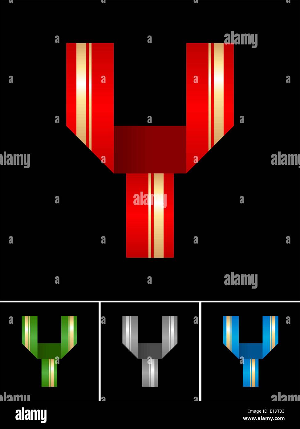 Origami font from coloured set paper ribbon-Latin letter Y Stock Vector ...