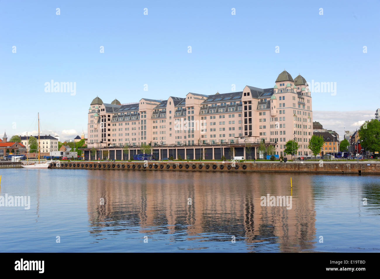 Building by the sea, fjord of Oslo Stock Photo