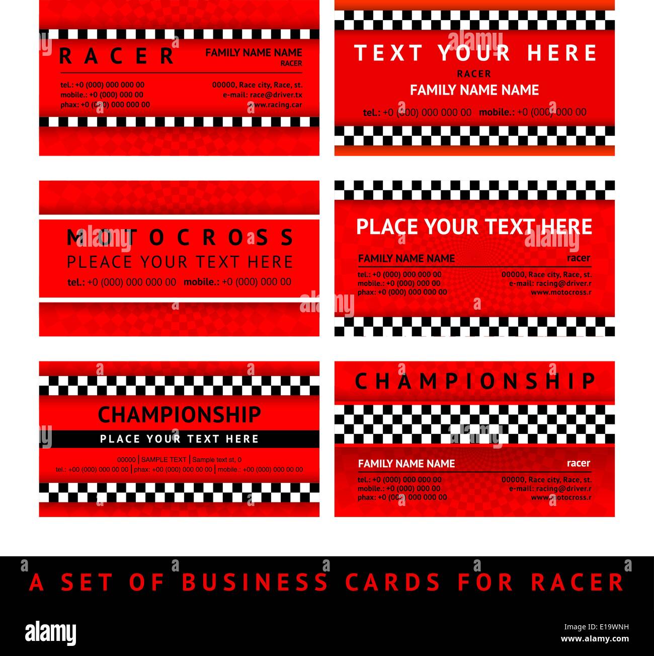 Stewards Box Racing Vector Business card driver race - fourth set. Vector illustration eps10 Stock ...