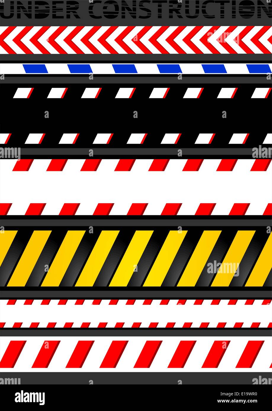 Caution tapes, seamless strip. Warning line, vector design Stock Vector