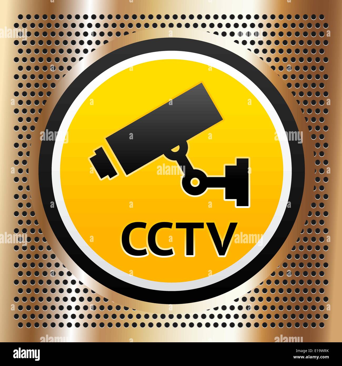 CCTV symbol on a golden vector background Stock Vector