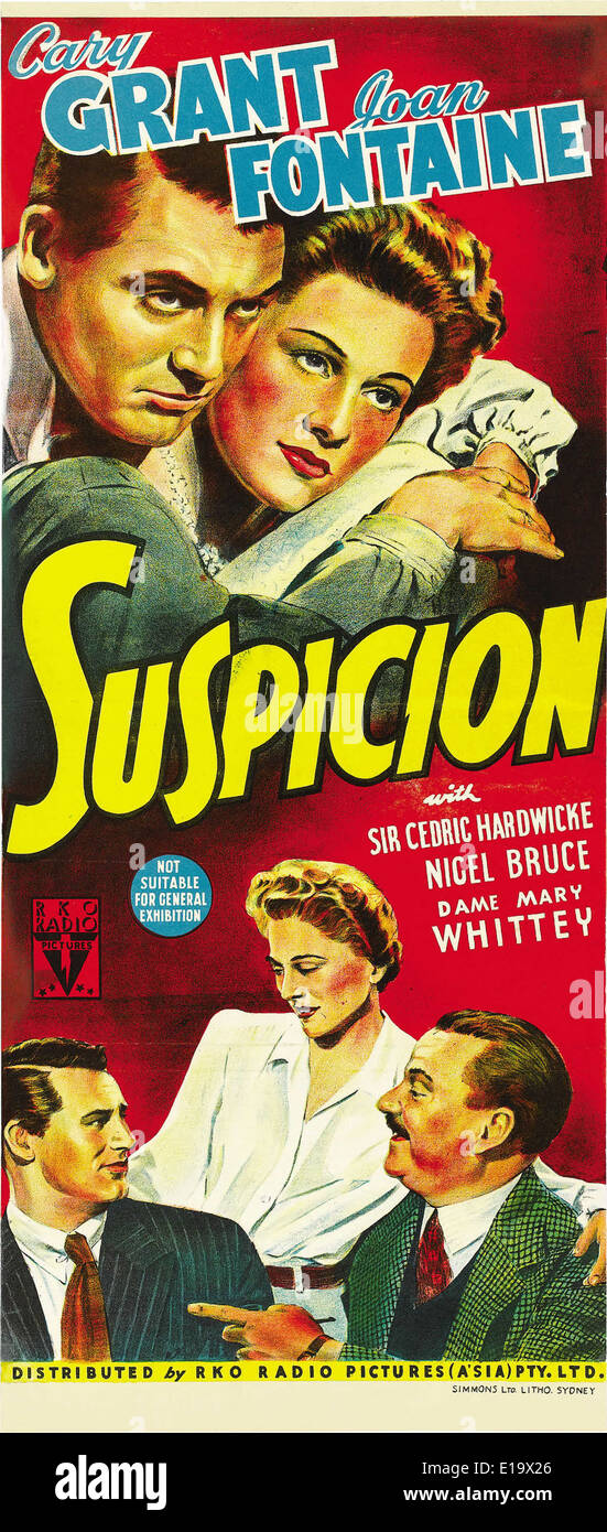 Suspicion - Movie Poster - Director : Alfred Hitchcock - 1941 - RKO Radio Pictures Stock Photo