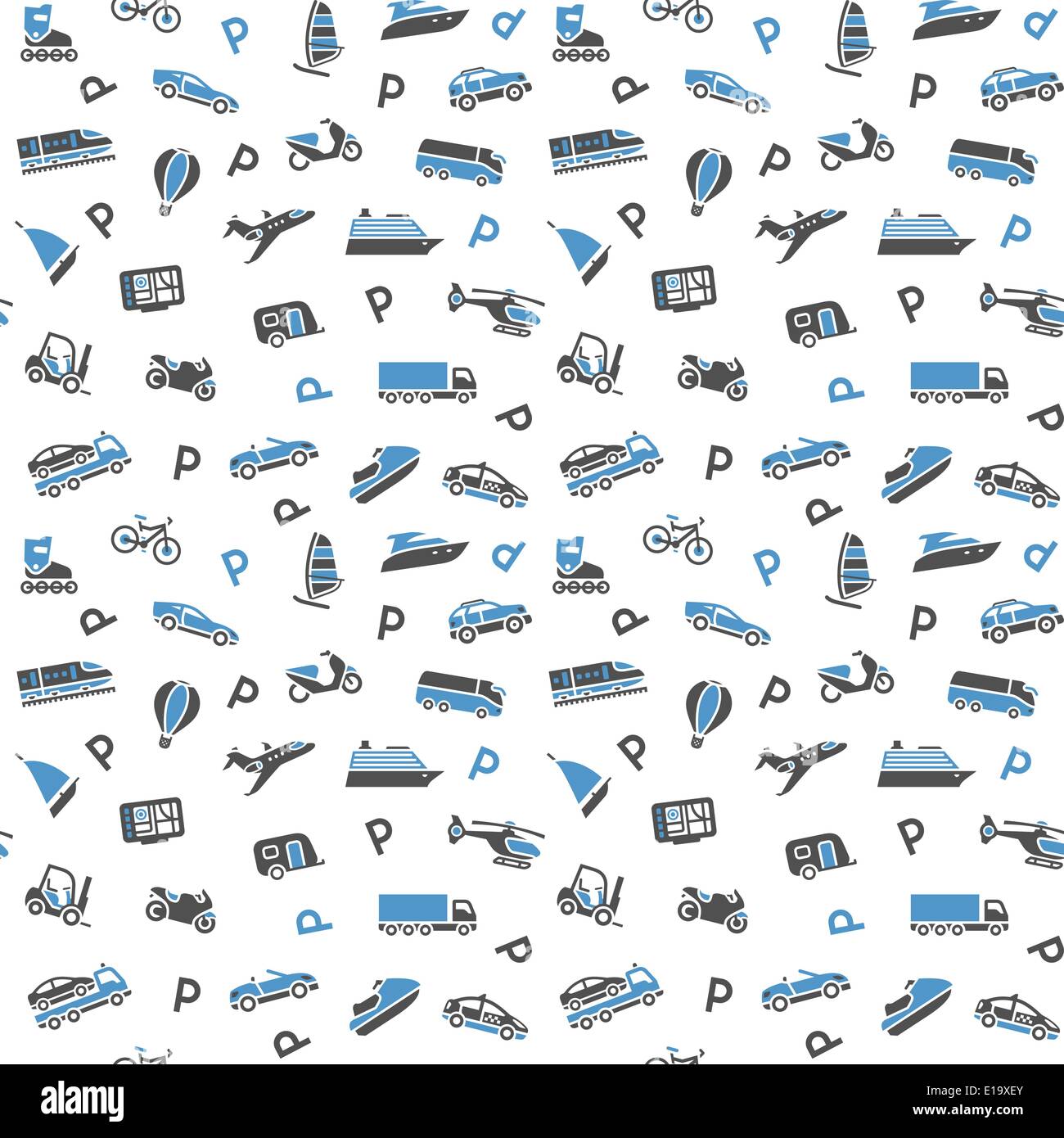 Seamless background, transport icons, wallpaper. 10eps Stock Vector