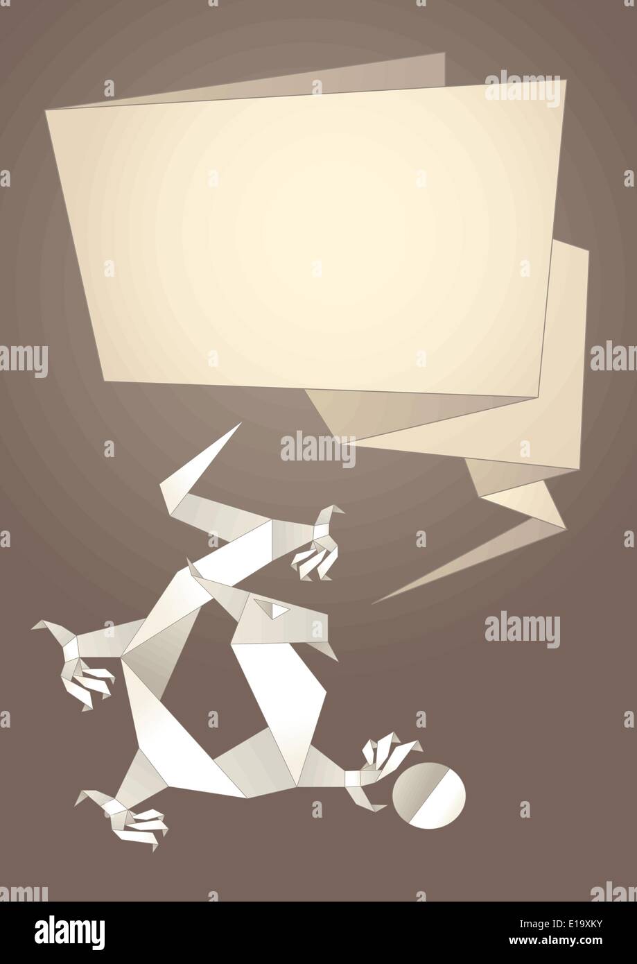 Dragon origami, paper speech bubble, vector design Stock Vector