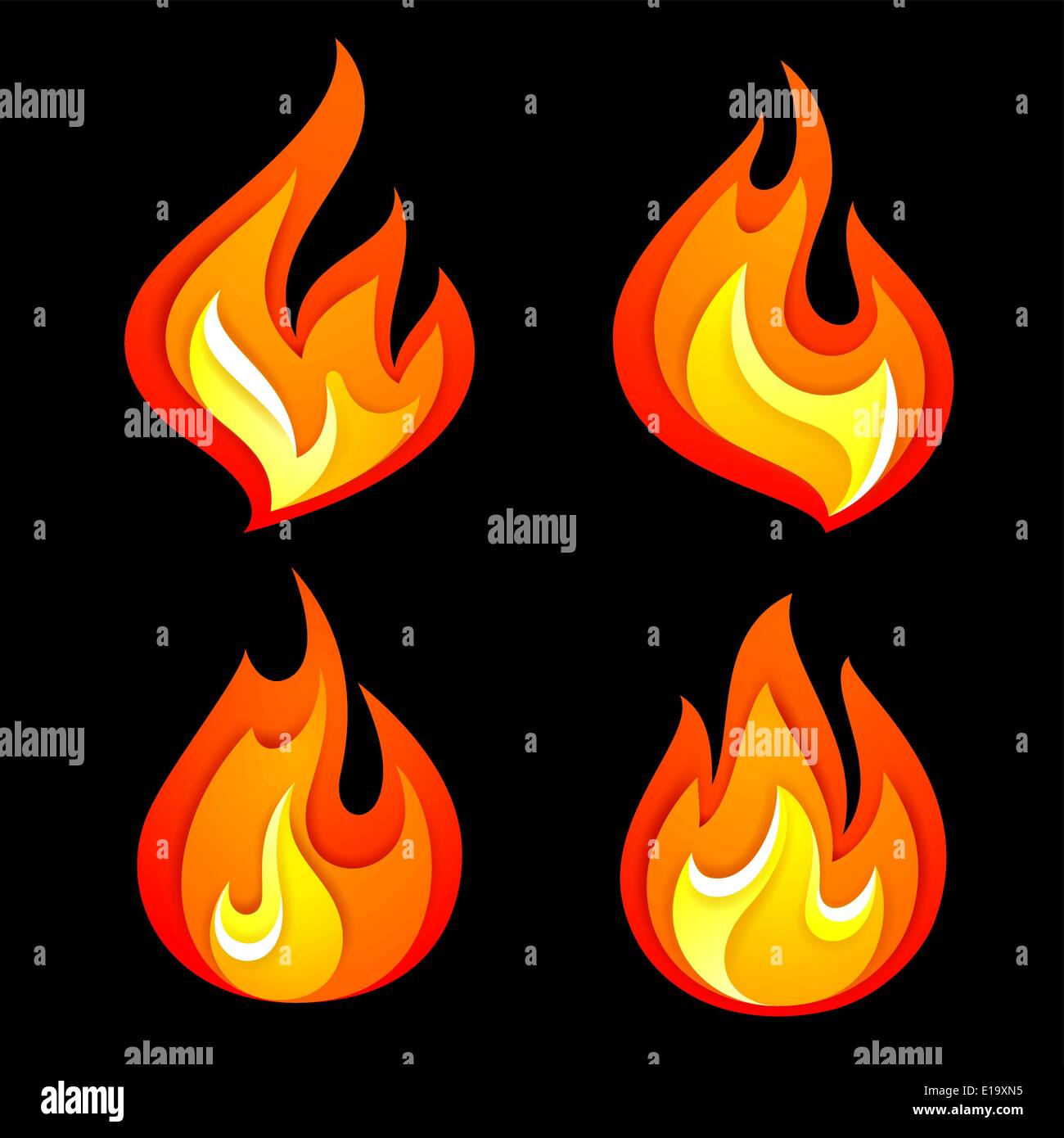 Flames on a black background, vector illustration 10eps Stock Vector