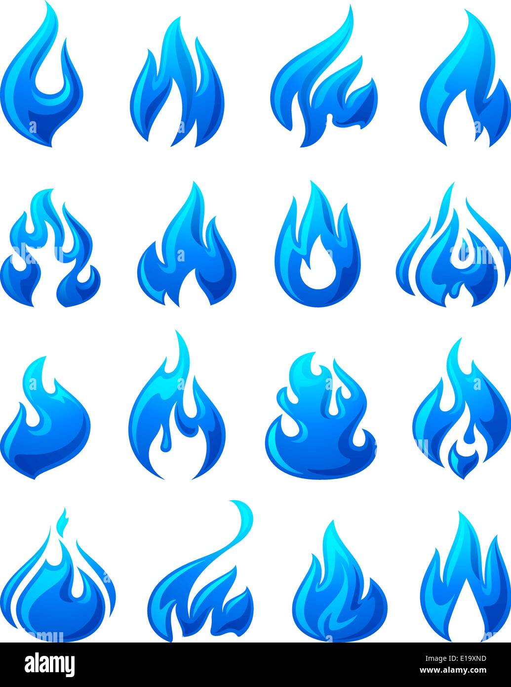 Fire flames, set 3d blue icons, vector illustration Stock Vector Image ...