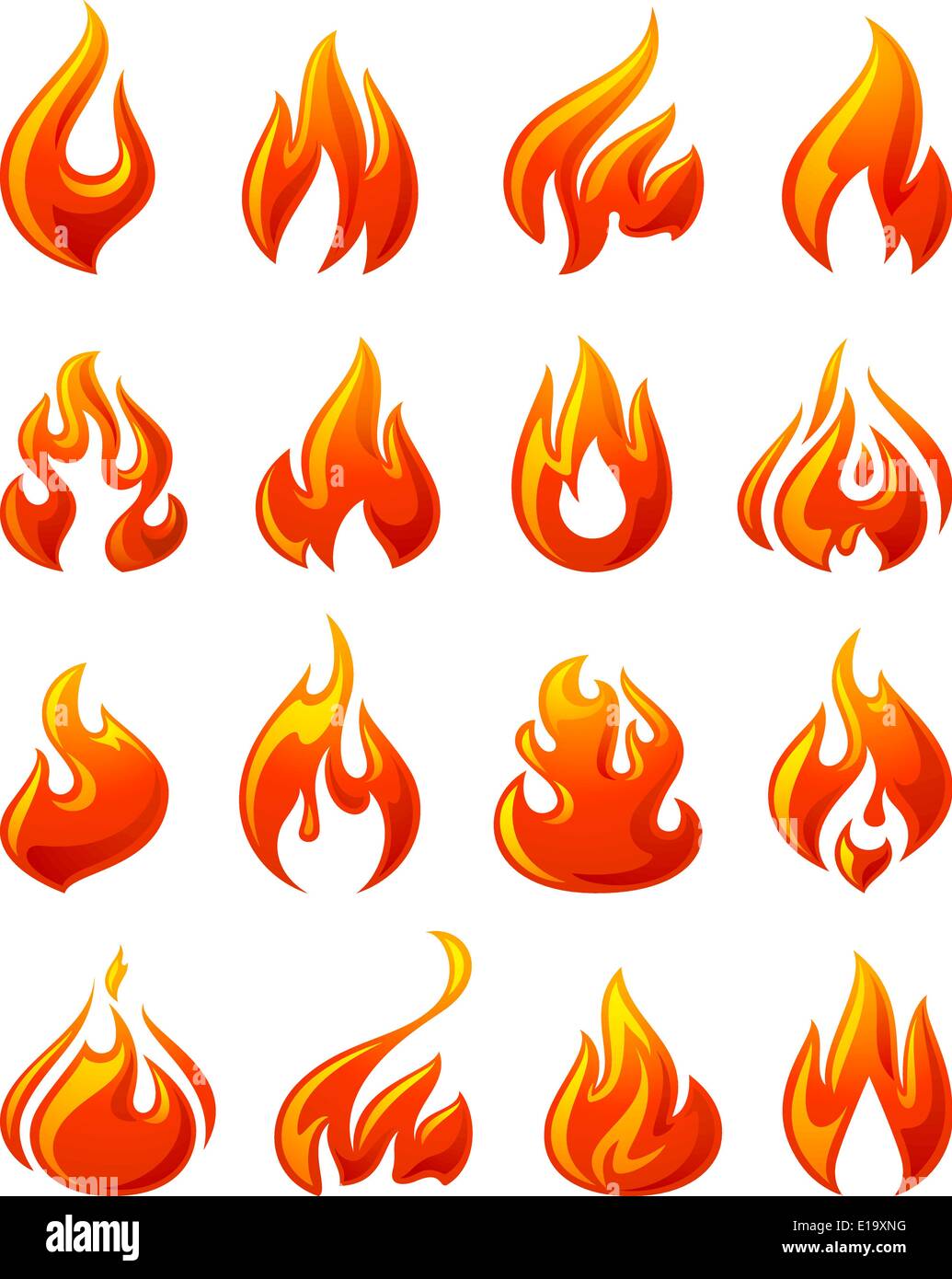 Fire flames, set 3d red icons, vector illustration Stock Vector Image ...