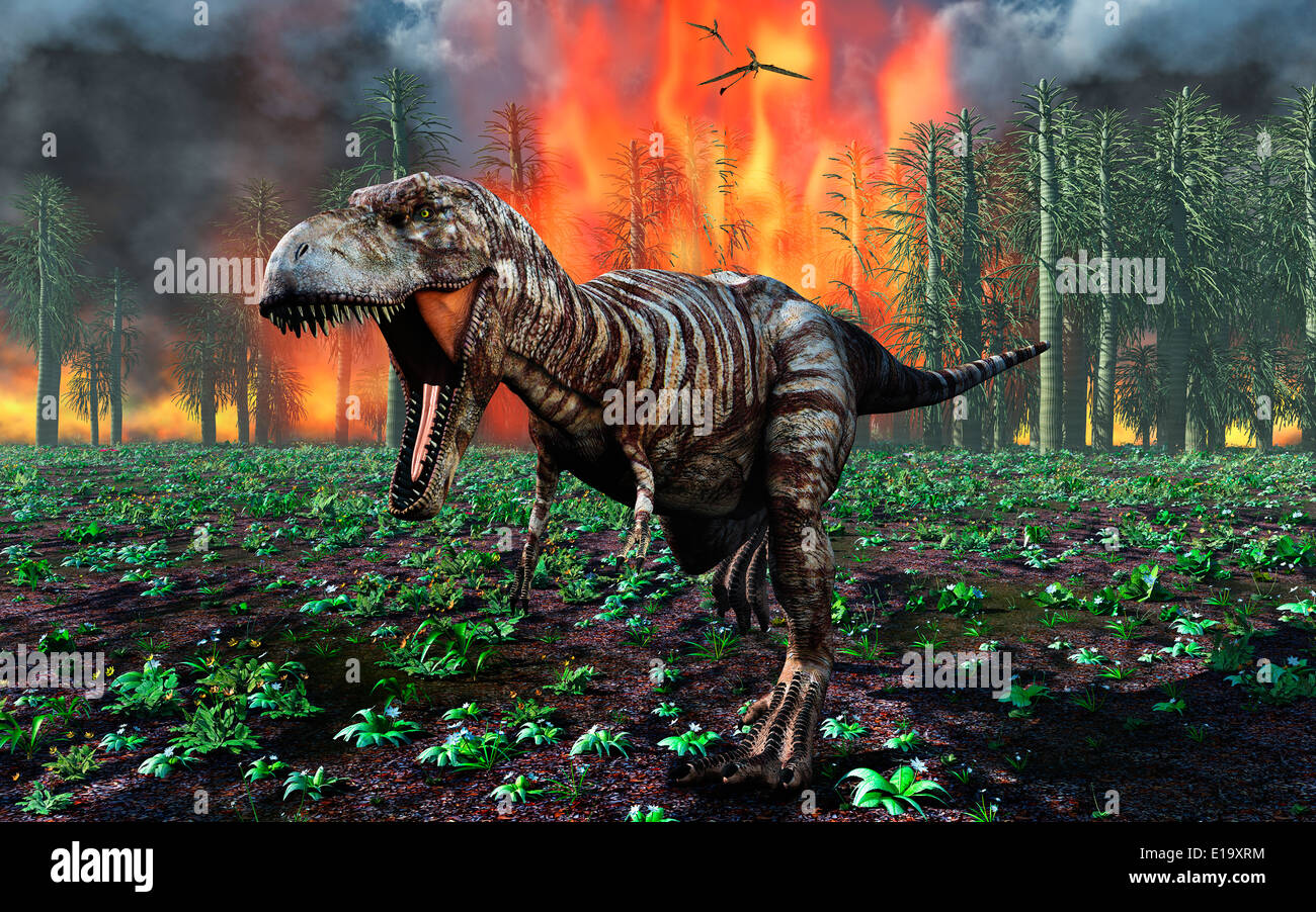 Trex Dinosaur Tyrannosaurus Rex Reptile Running Prehistoric Jurassic Animal  In Deserted Nature Environment 3d Rendering Stock Photo - Download Image  Now - iStock