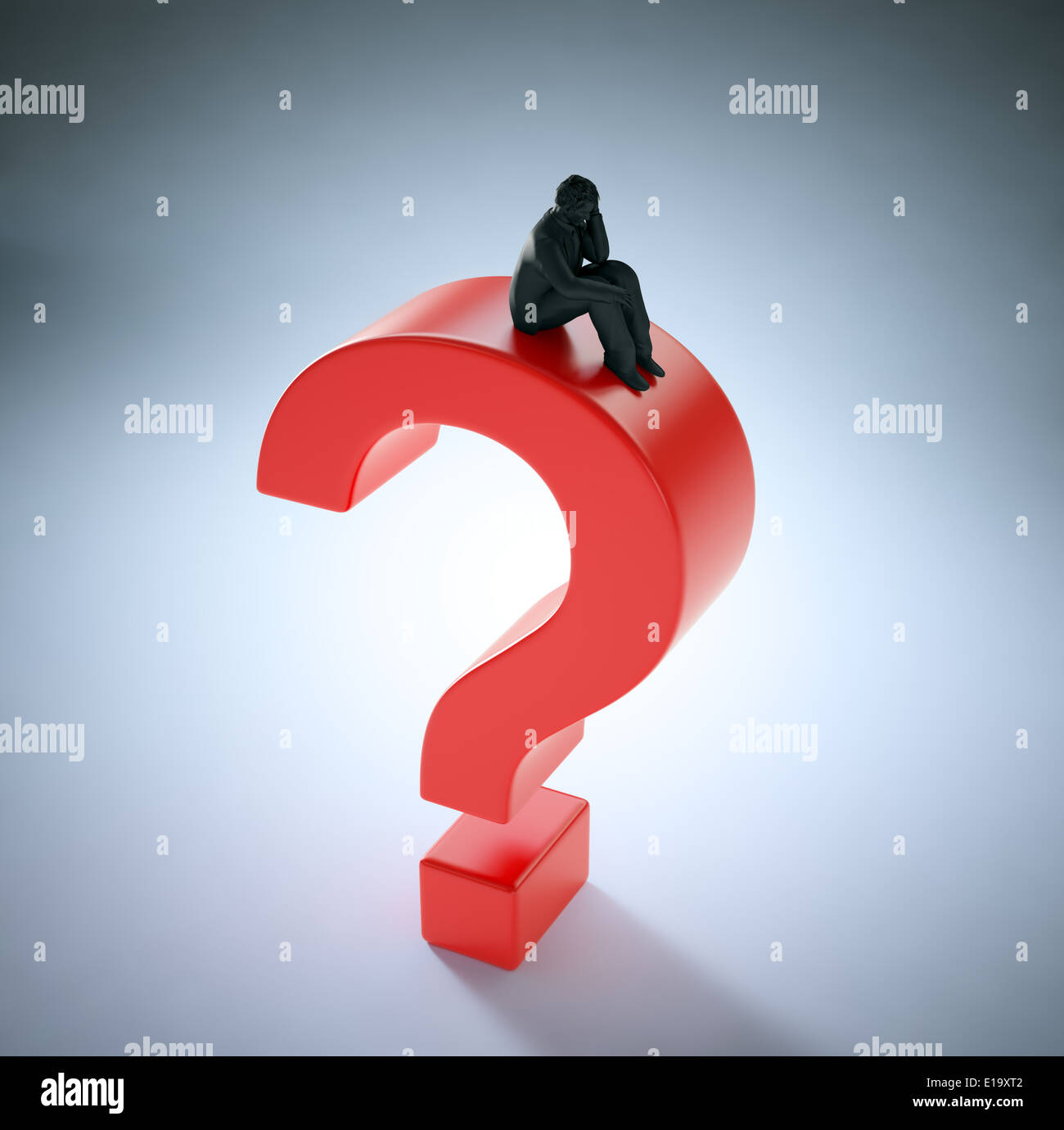 Small Question Man Tiny man sitting on a question mark - problem solving concept Stock ...
