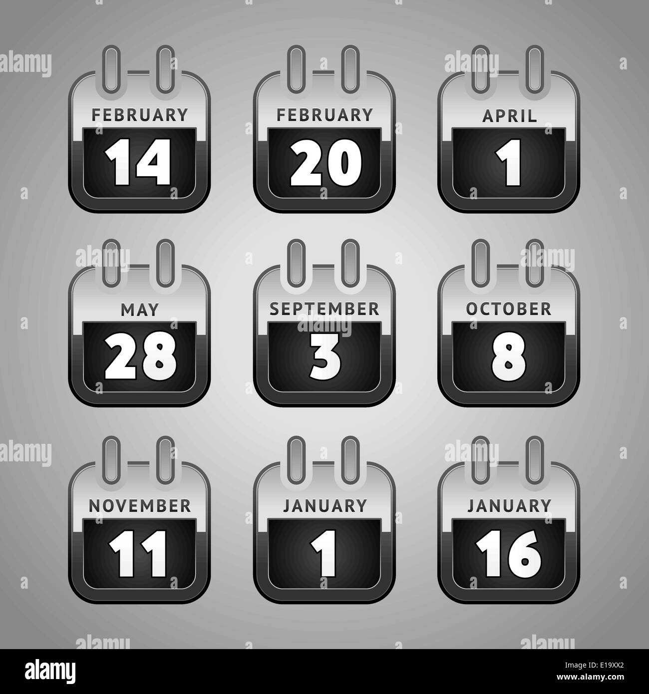 Set calendar web icons. Internet & Website Holidays buttons Stock ...