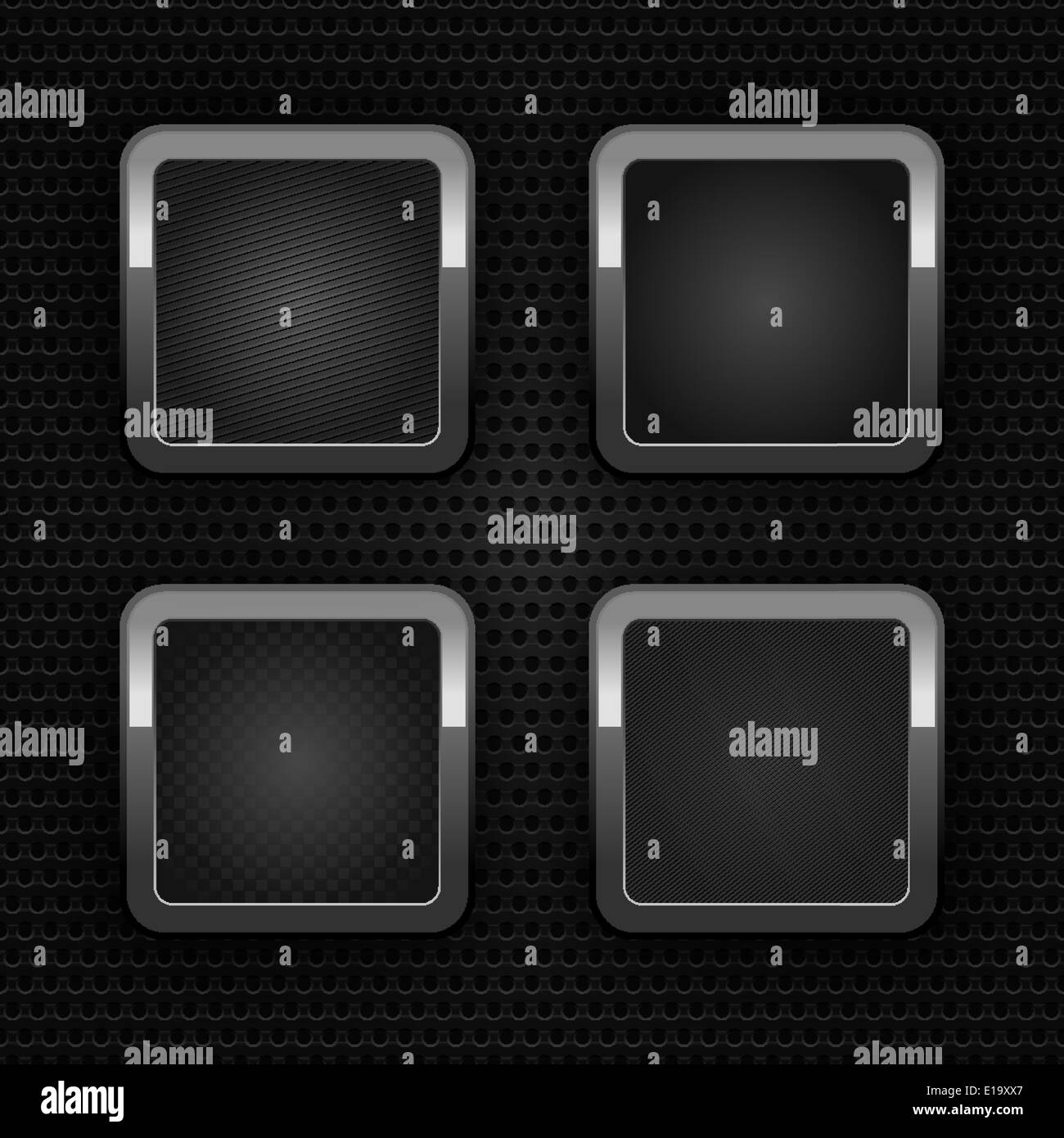 Set chrome blank web buttons, industrial sheet iron background. Vector 10 eps Stock Vector