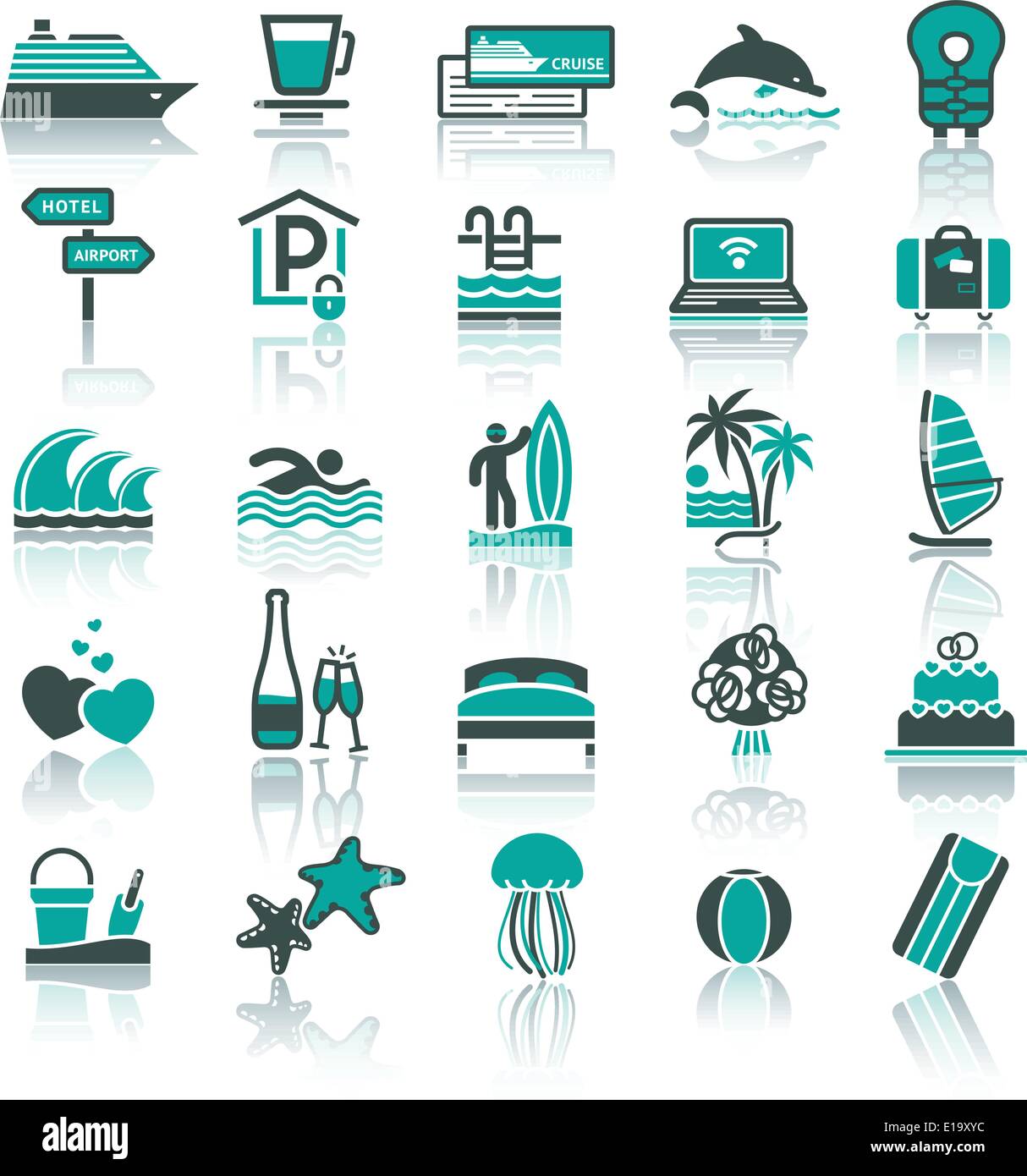Set icons. Vacation, Recreation & Travel. Sports, Tourism. With