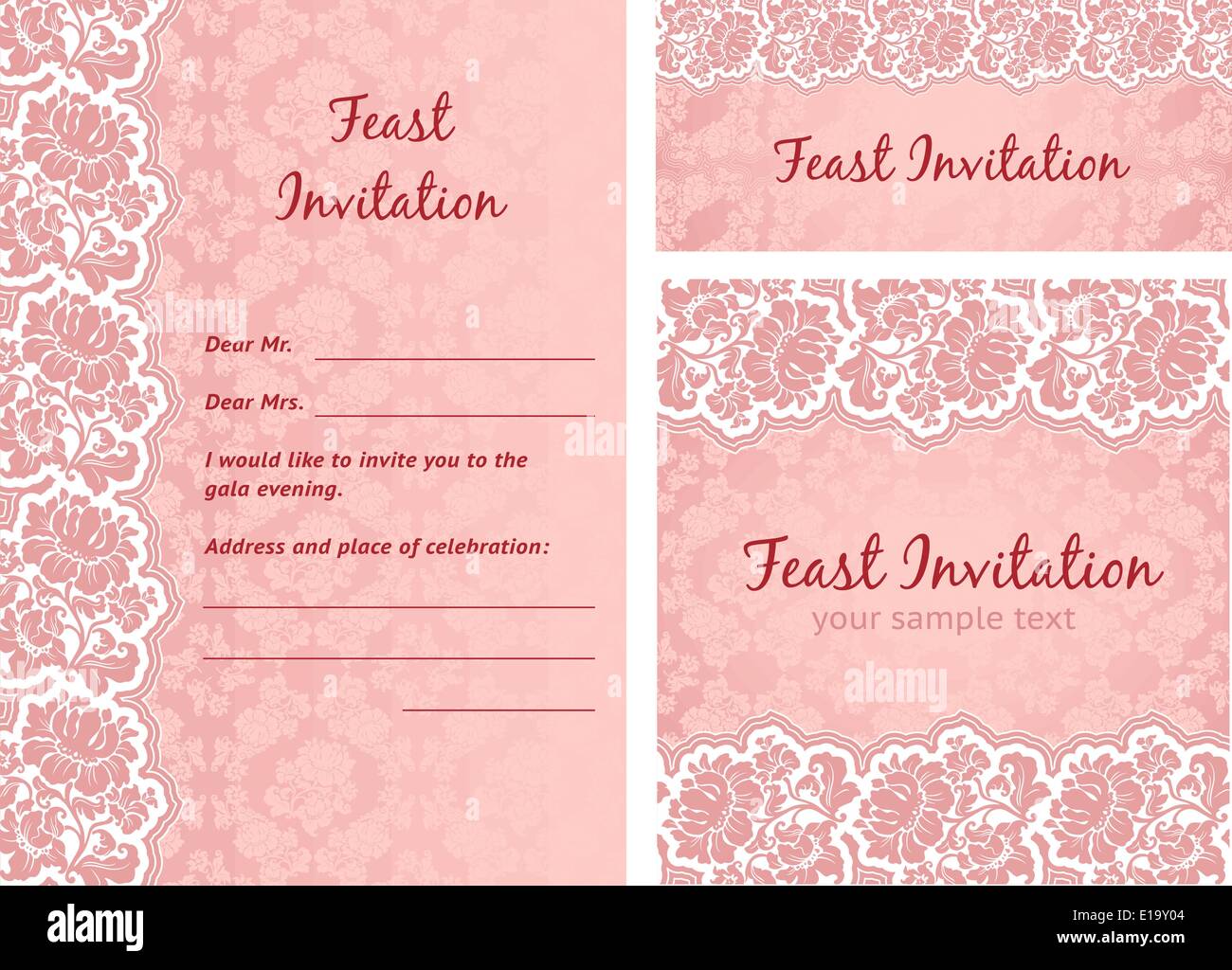 Set of ornate flowers vector frames, design element Stock Vector