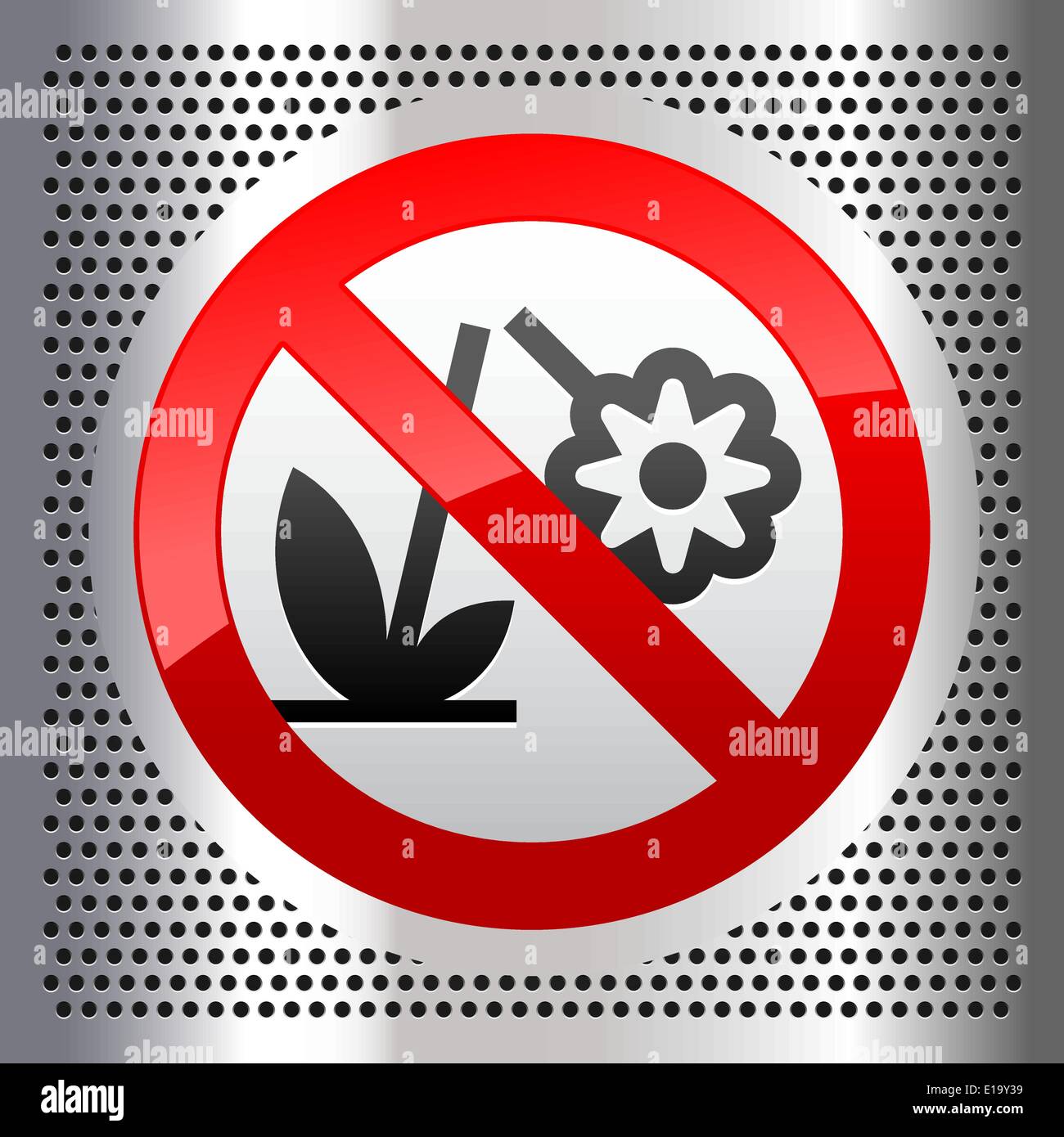 Symbol on a metallic perforated stainless steel sheet Stock Vector