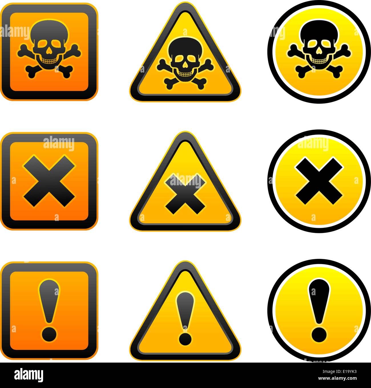 Hazard warning symbols, set Stock Vector