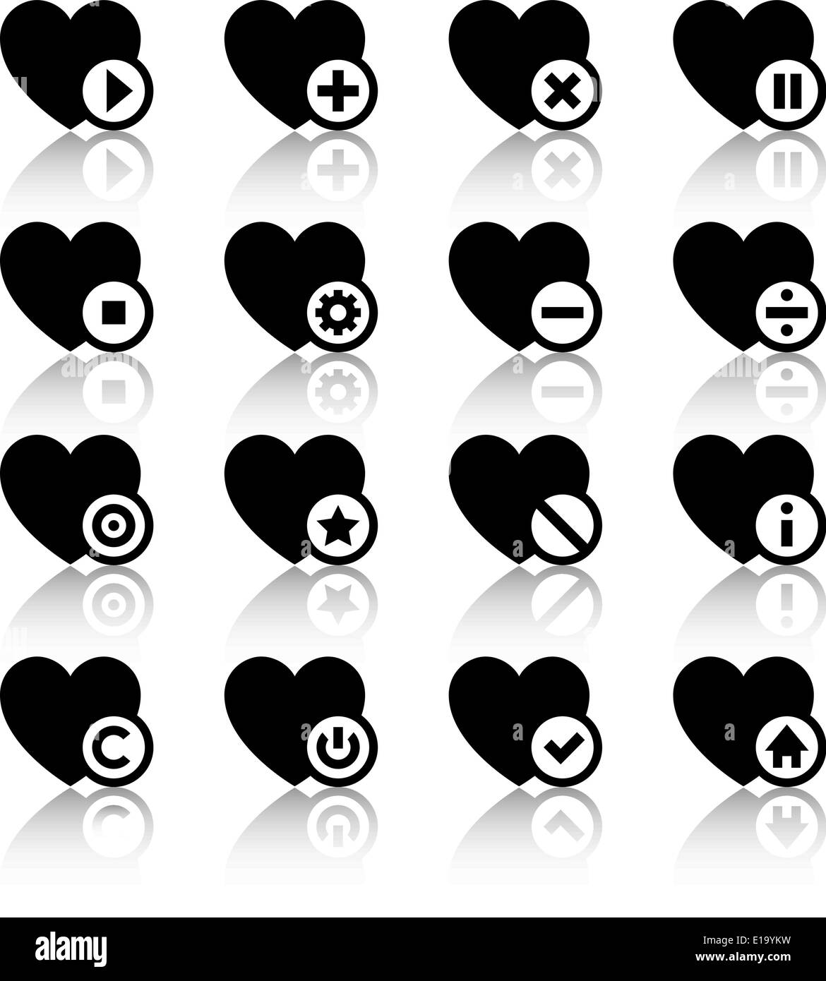 Icons set black hearts, vector illustration. Vector illustration