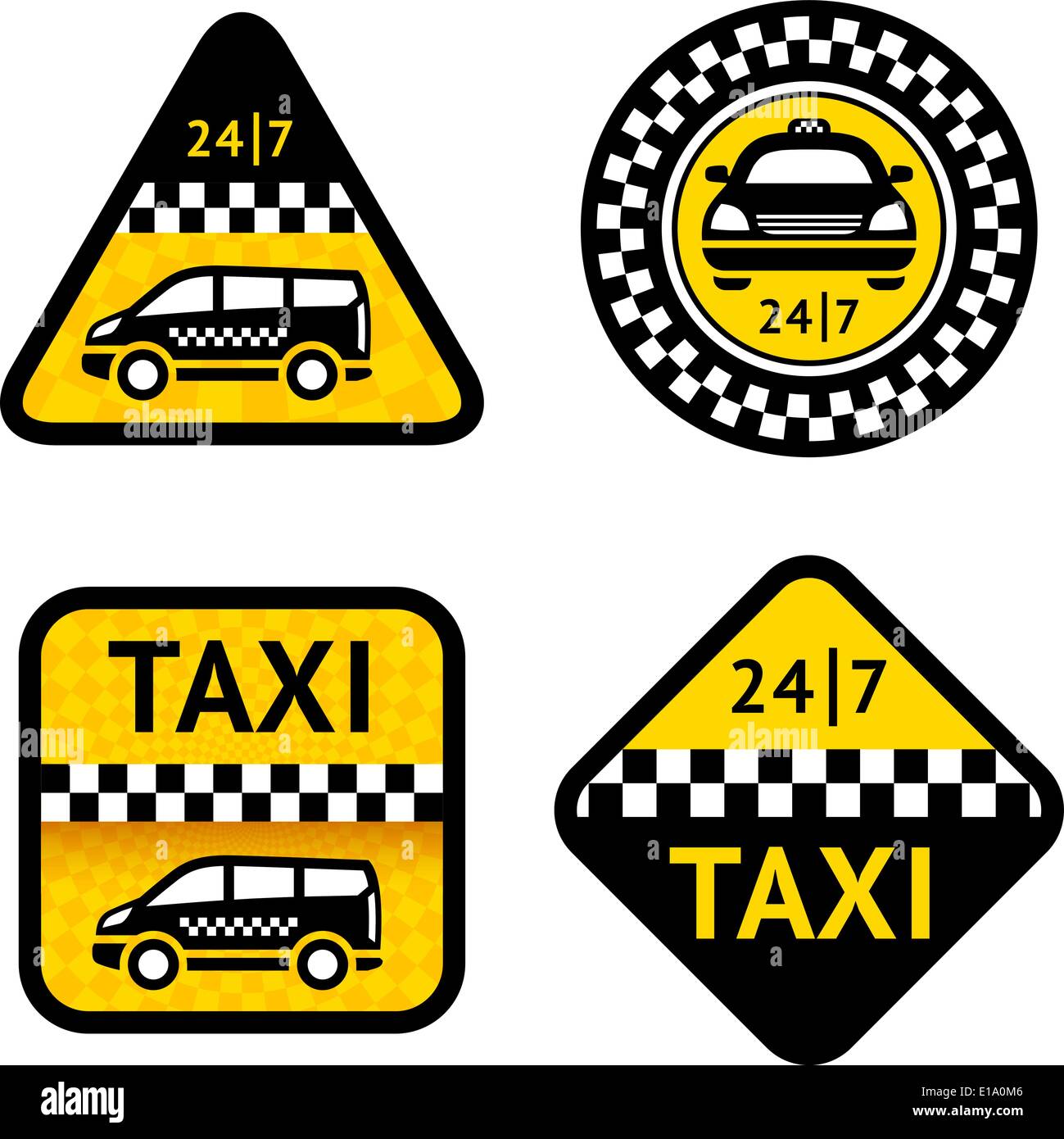 Taxi - set four labels Stock Vector