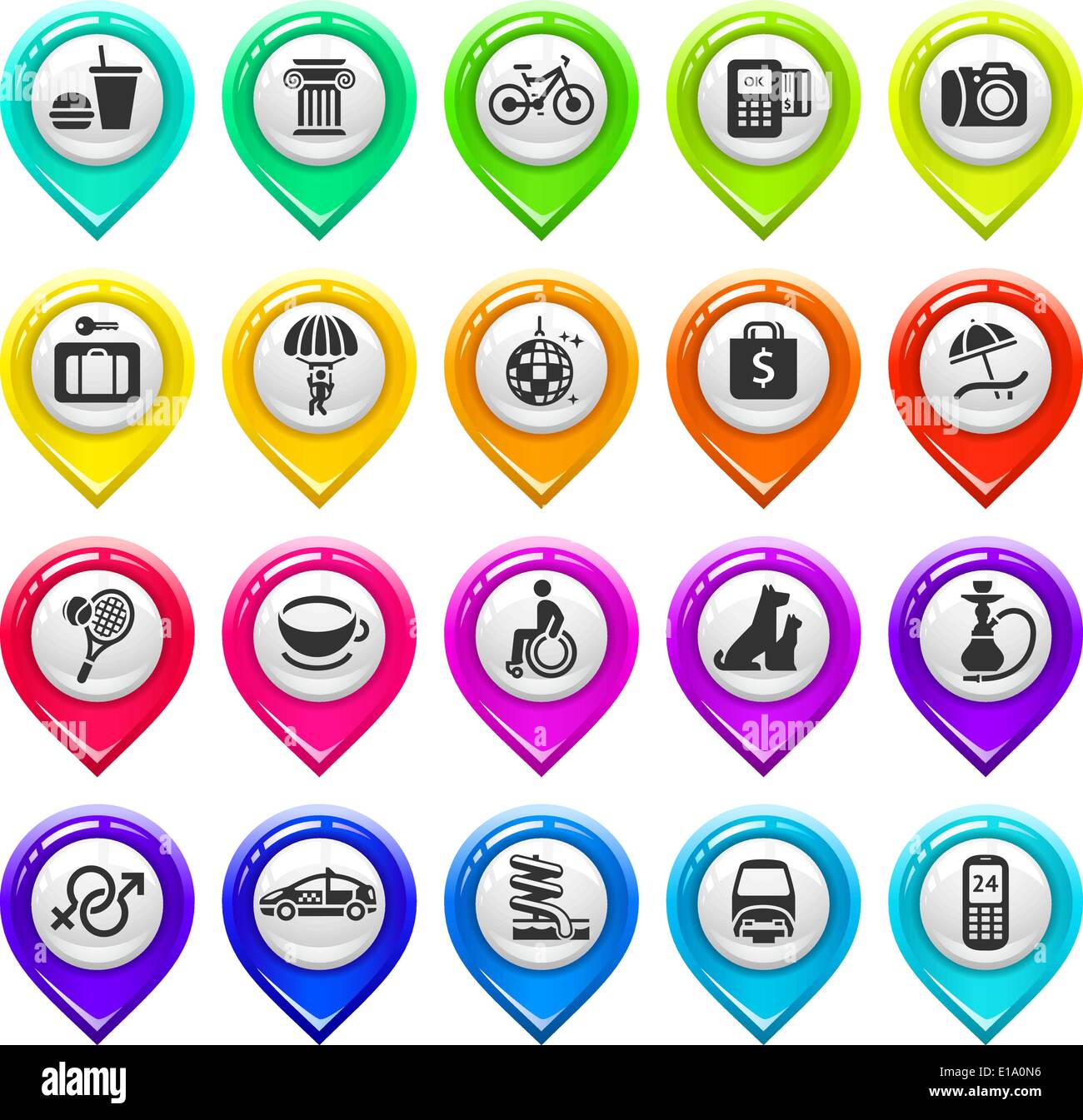 Map marker with iconsset two. Vector illustration 10eps Stock Vector