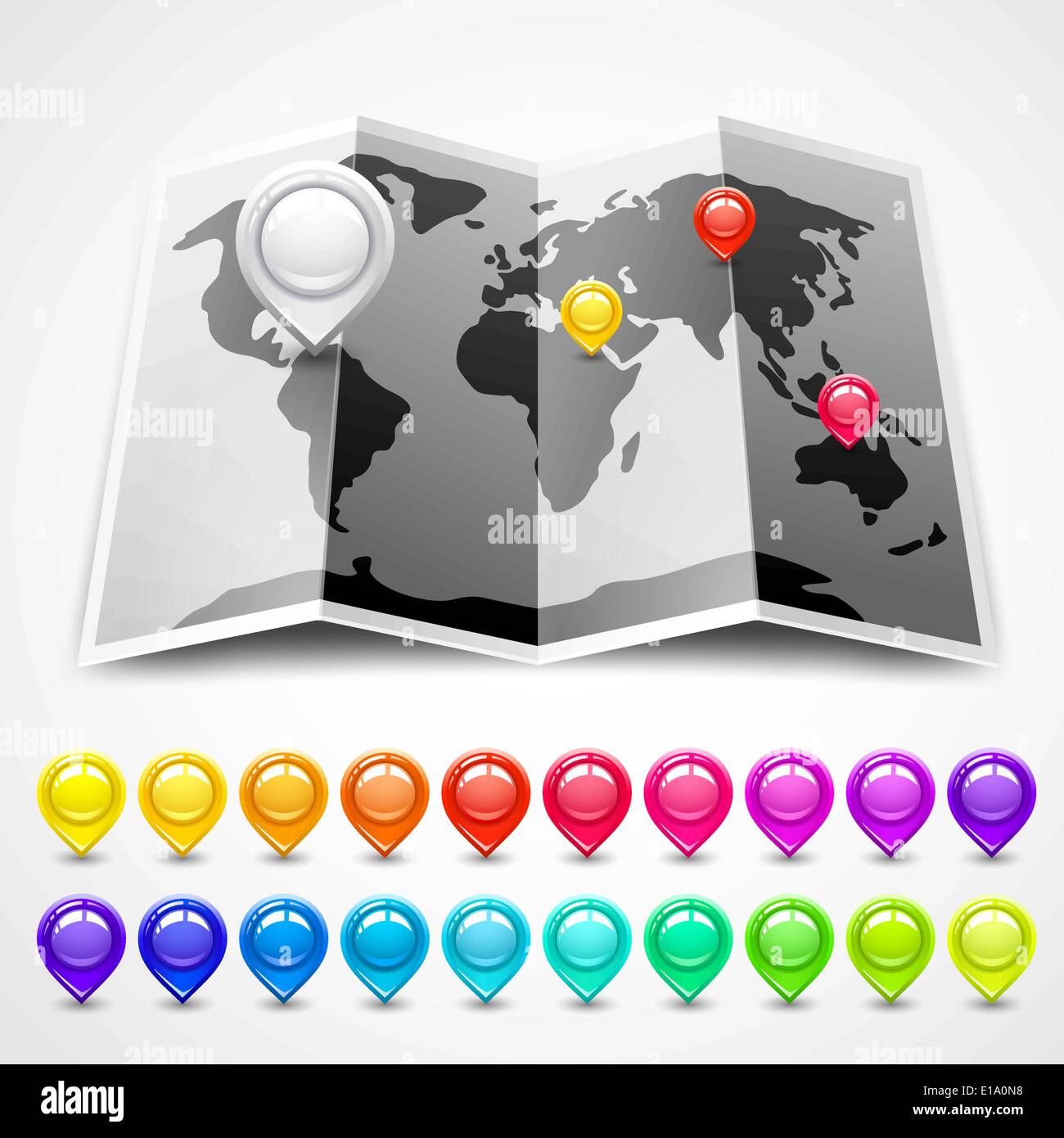 Map with pin pointers location. Vector illustration eps10 Stock Vector