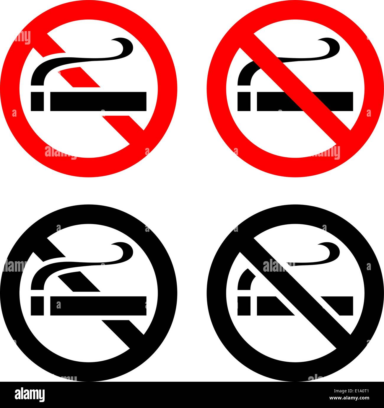 Smoking area set symbols, not allowed sign Stock Vector
