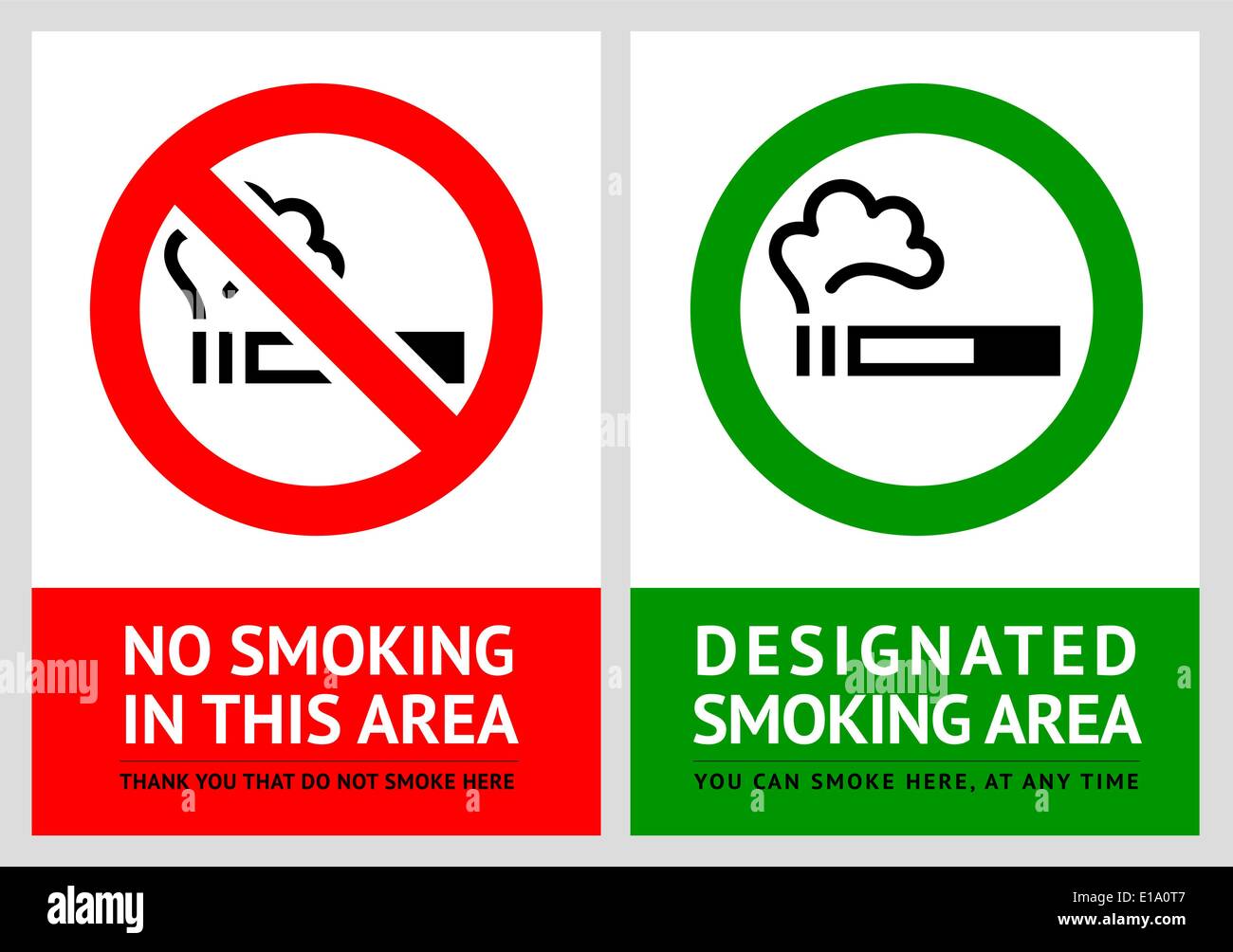 No smoking and Smoking area labels - Set 10, vector illustration Stock Vector
