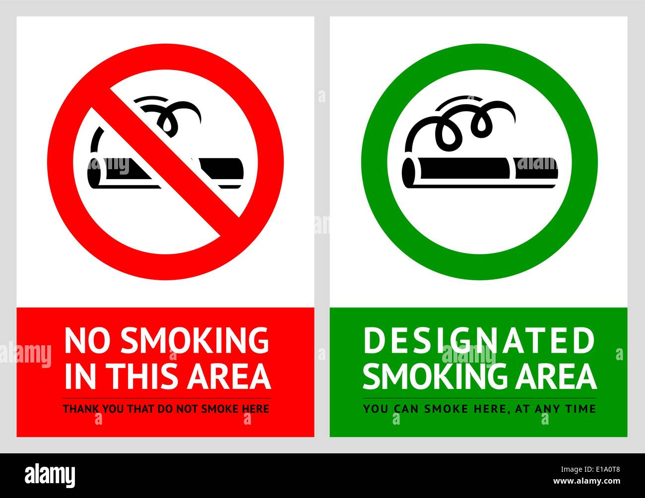 No smoking and Smoking area labels - Set 11, vector illustration Stock Vector