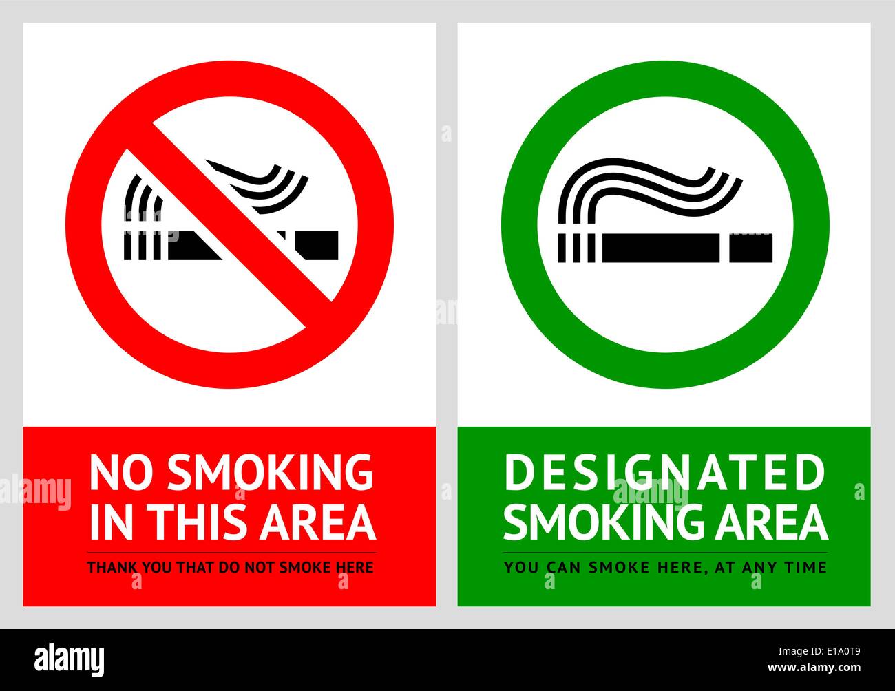 No smoking and Smoking area labels - Set 12, vector illustration Stock Vector
